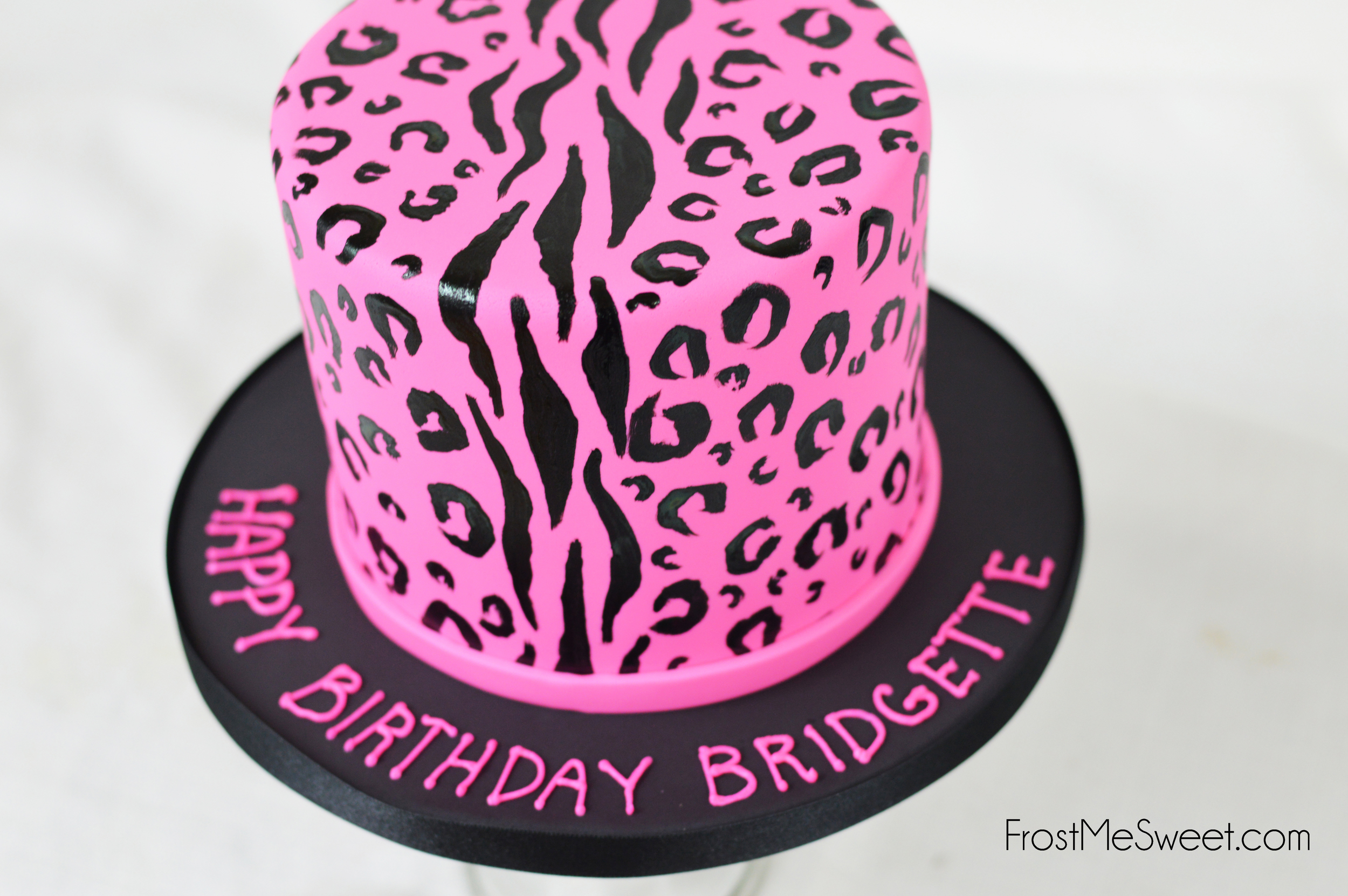 pink zebra leopard print cake