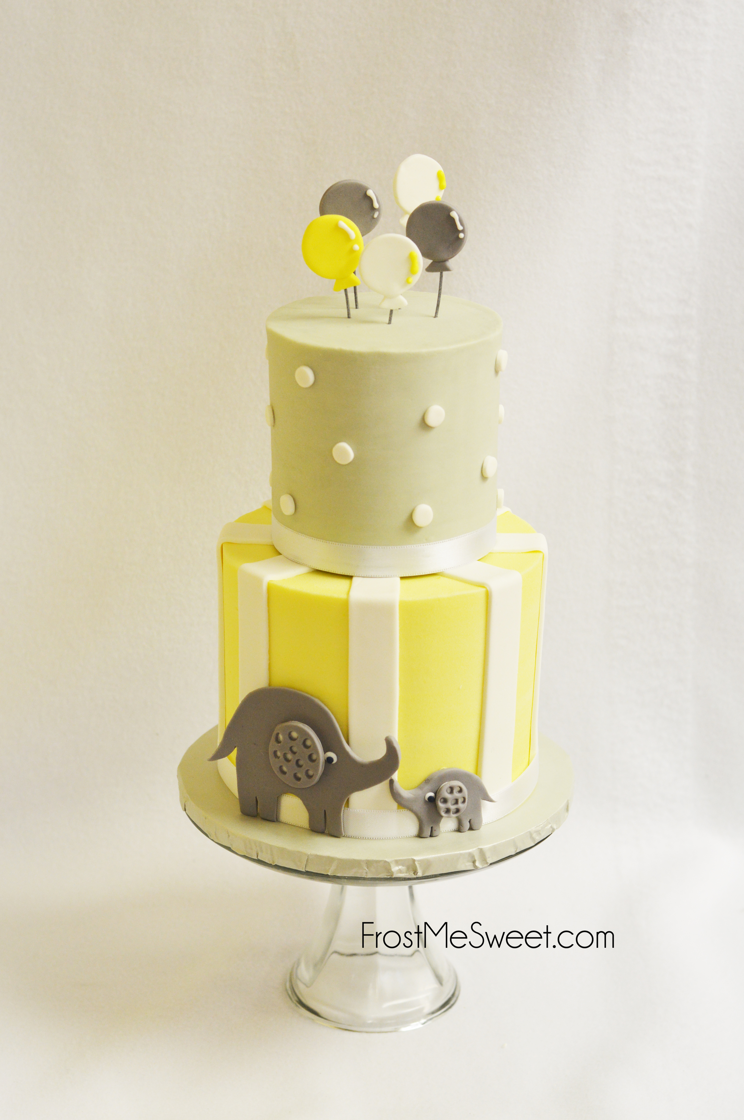 Elephant and Balloons Baby Shower Cake