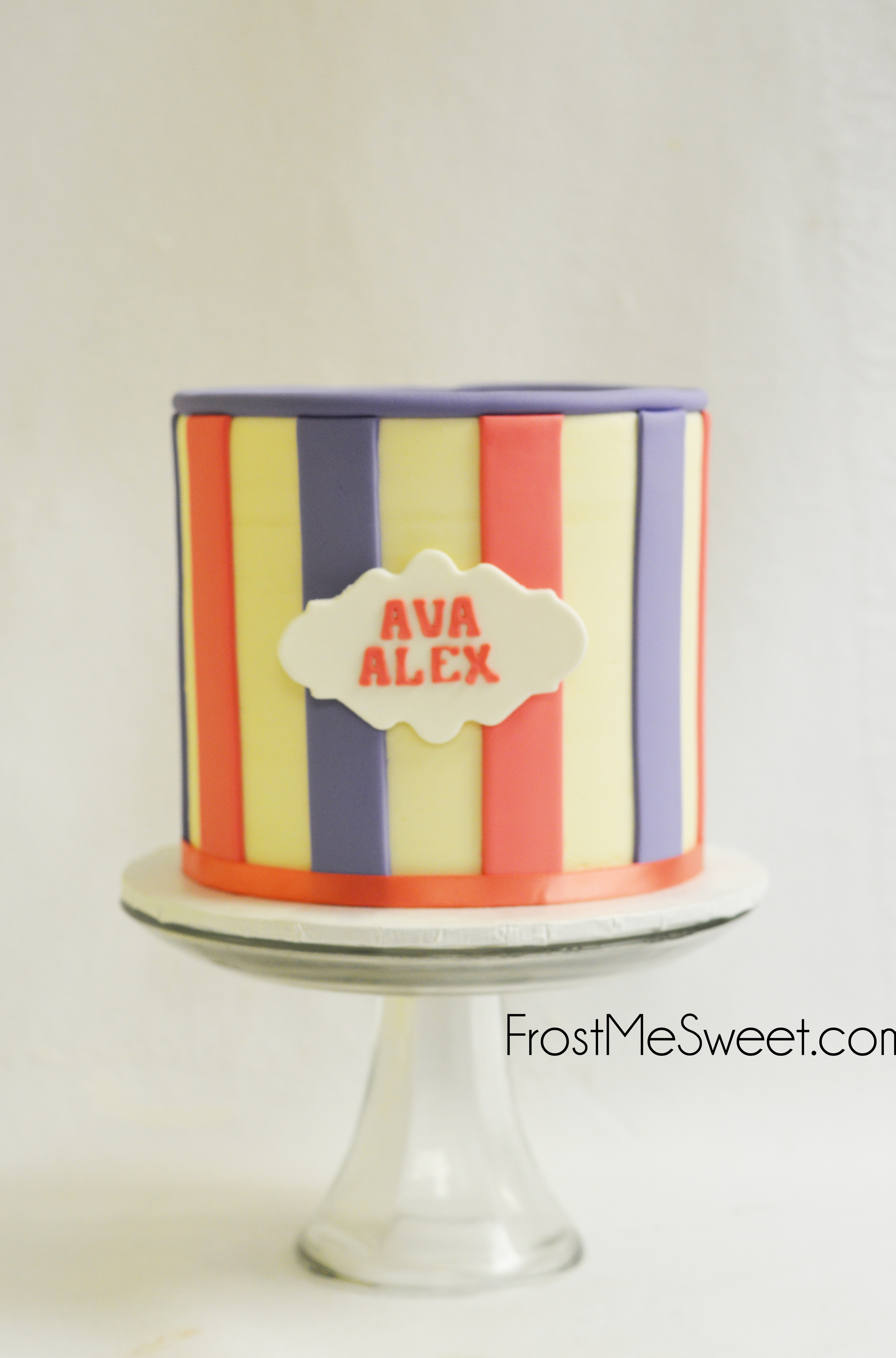 pink and purple striped cake