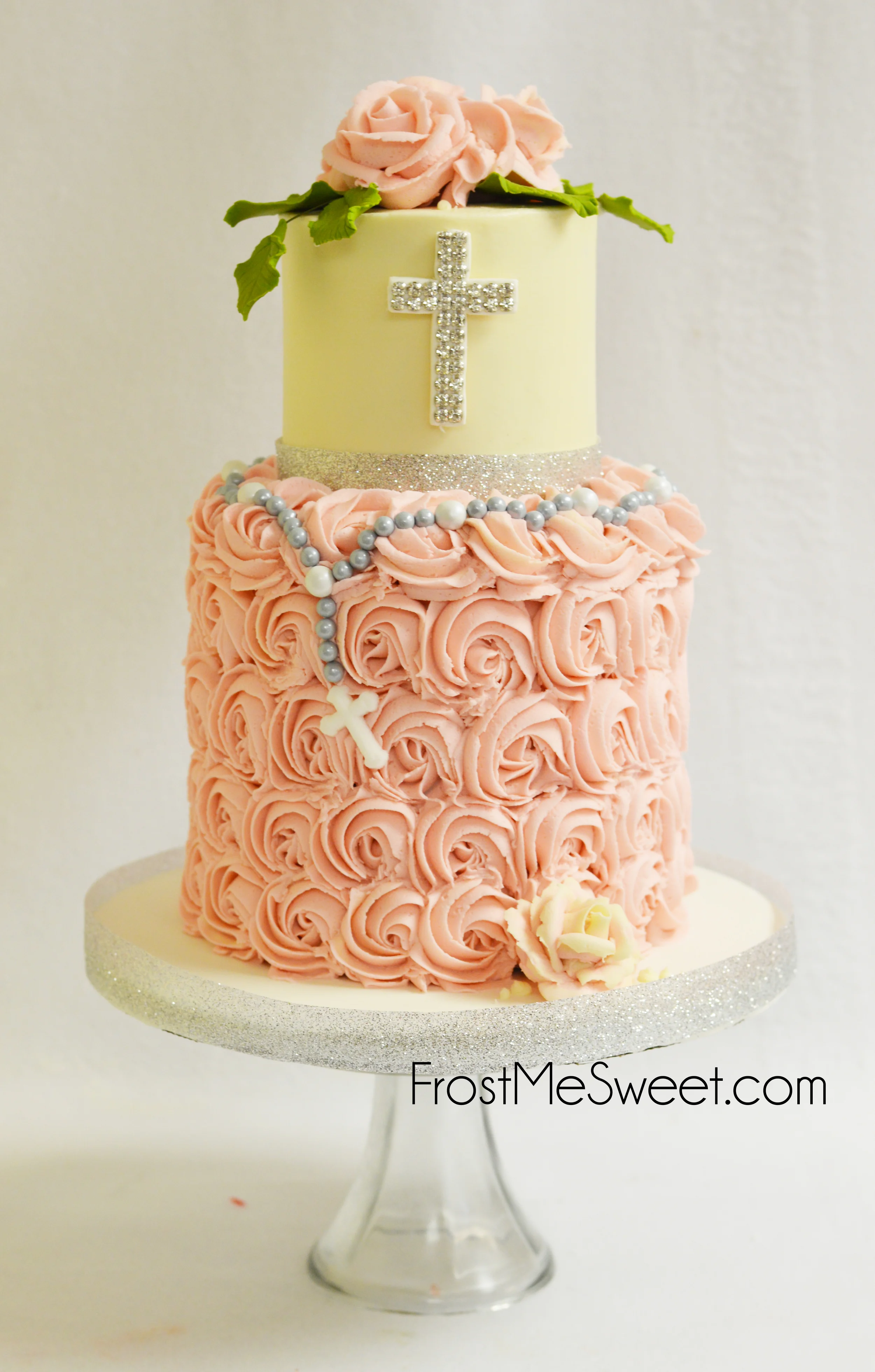Sweet pink baptism cake