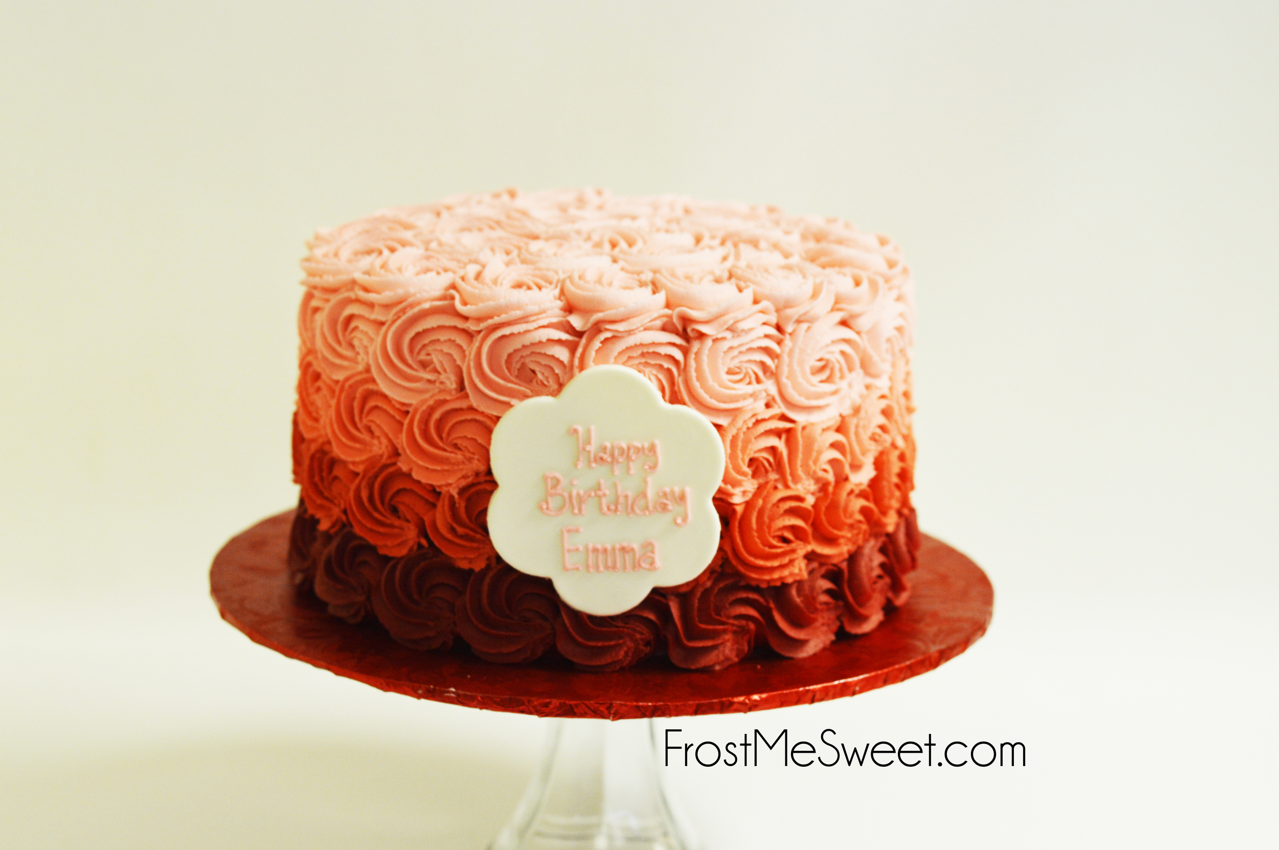 Pink rosette ombre cake
