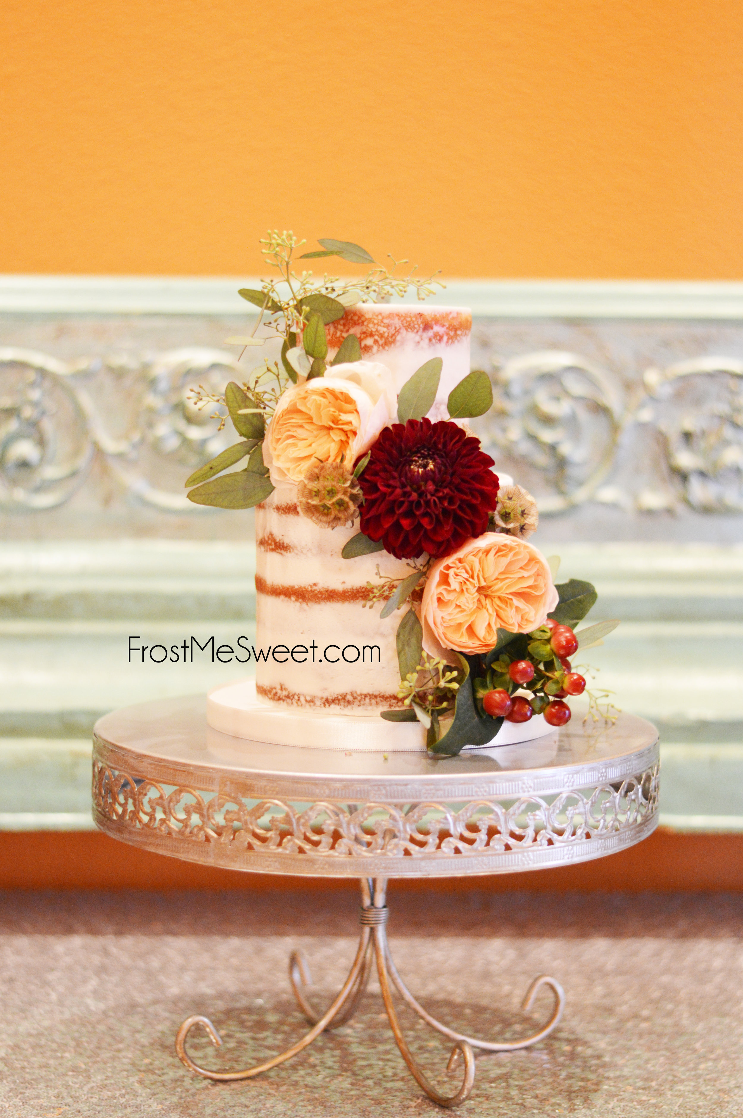 Blush pink and wildflowers Naked Cake