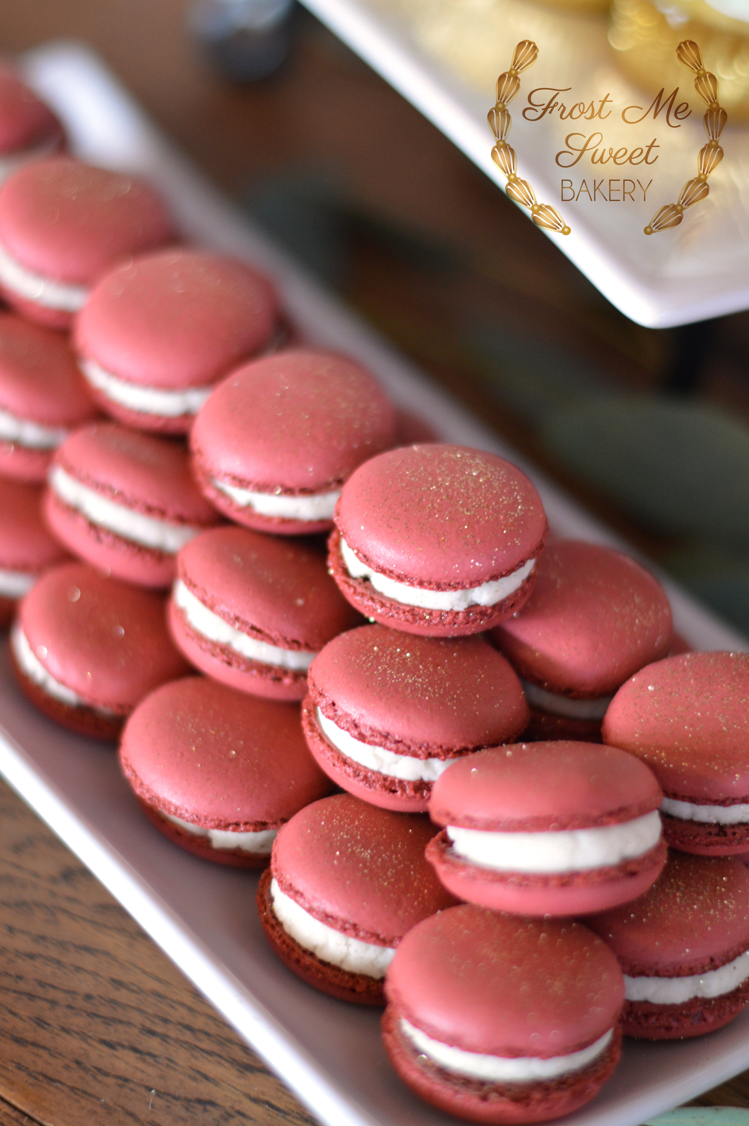 burgundy macarons with gold glitter.jpg