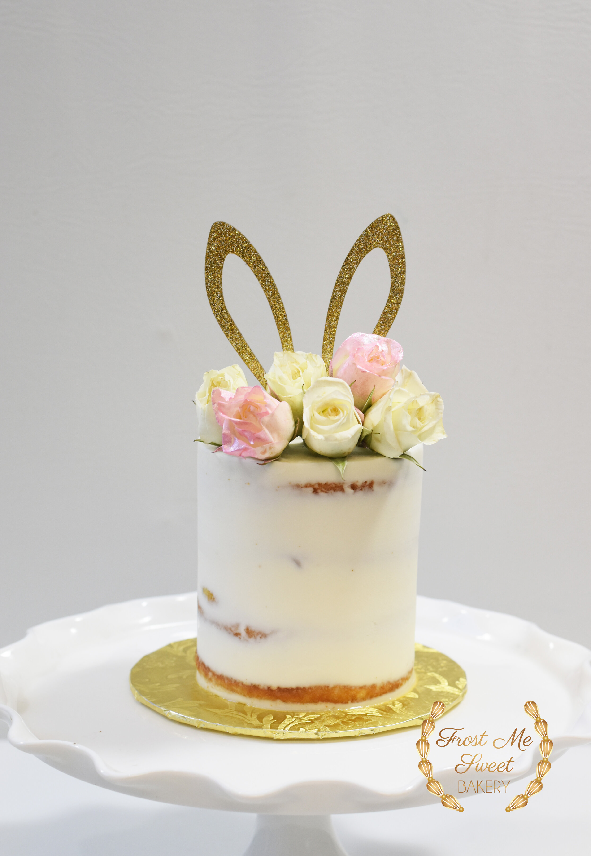 Easter cake semi naked with gold ears bunny.jpg