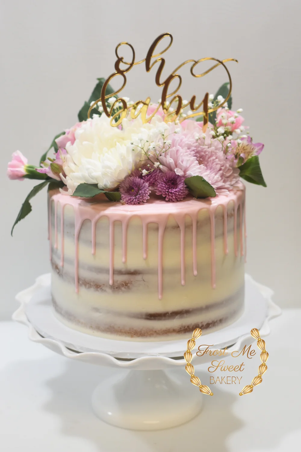 Signature Semi Naked Drip Cake W Flowers Frost Me Sweet