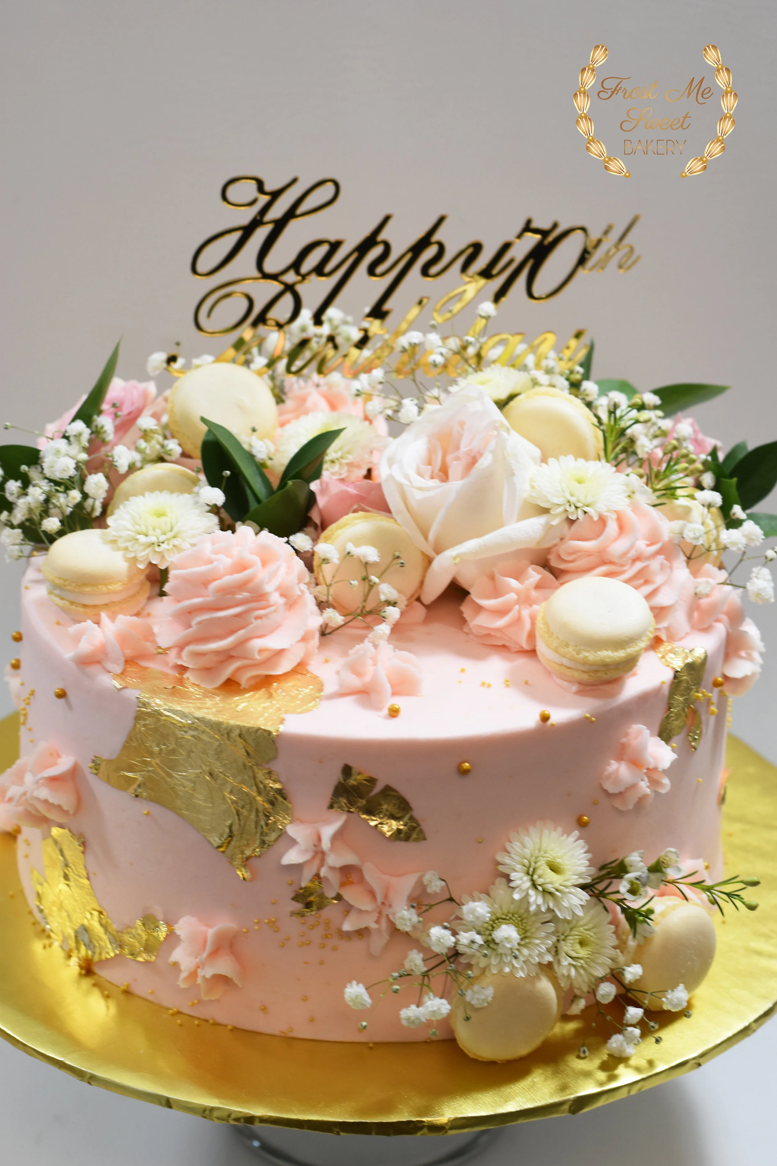FLOWERS AND MACARONS BUSY CAKE SUGNATURE ACRYLIC TOPPER.jpg