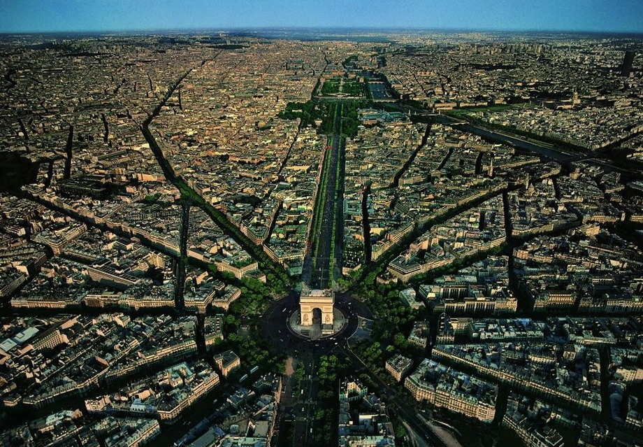 Paris, France My guess is you could take hundreds of incredible aerial photographs of Paris, but I love this one for showing just how thick of a vein the Champs-Élysées cuts through the city. ( via )