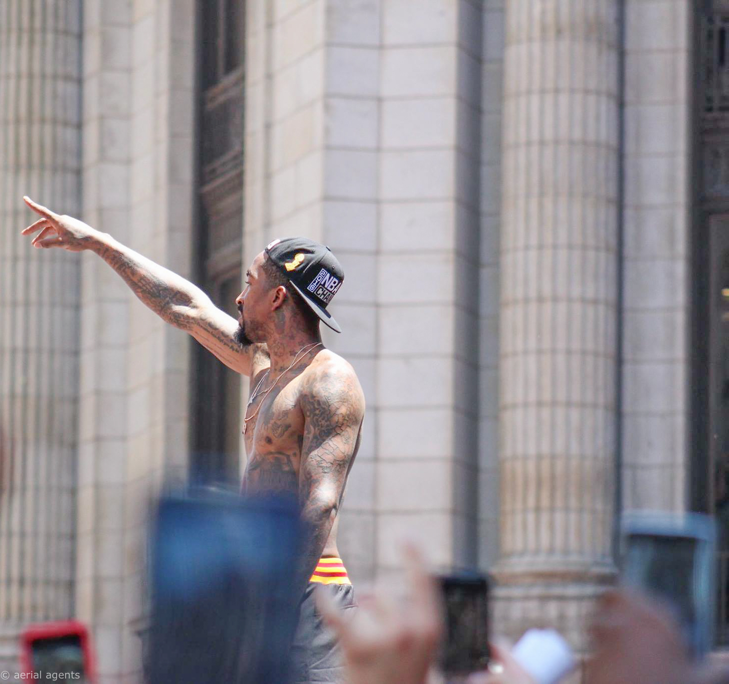 JR Smith still with no shirt on...