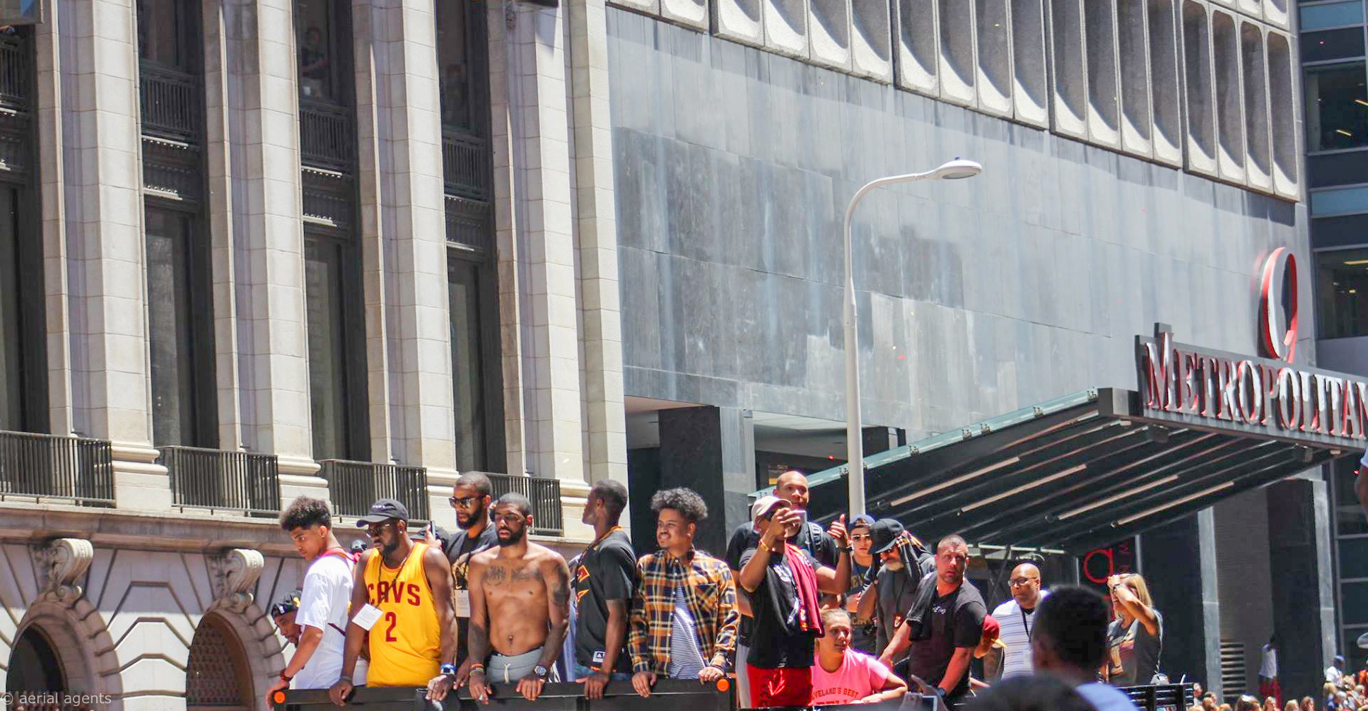 Kyrie and the crew strolling down E.9th Street, Cleveland