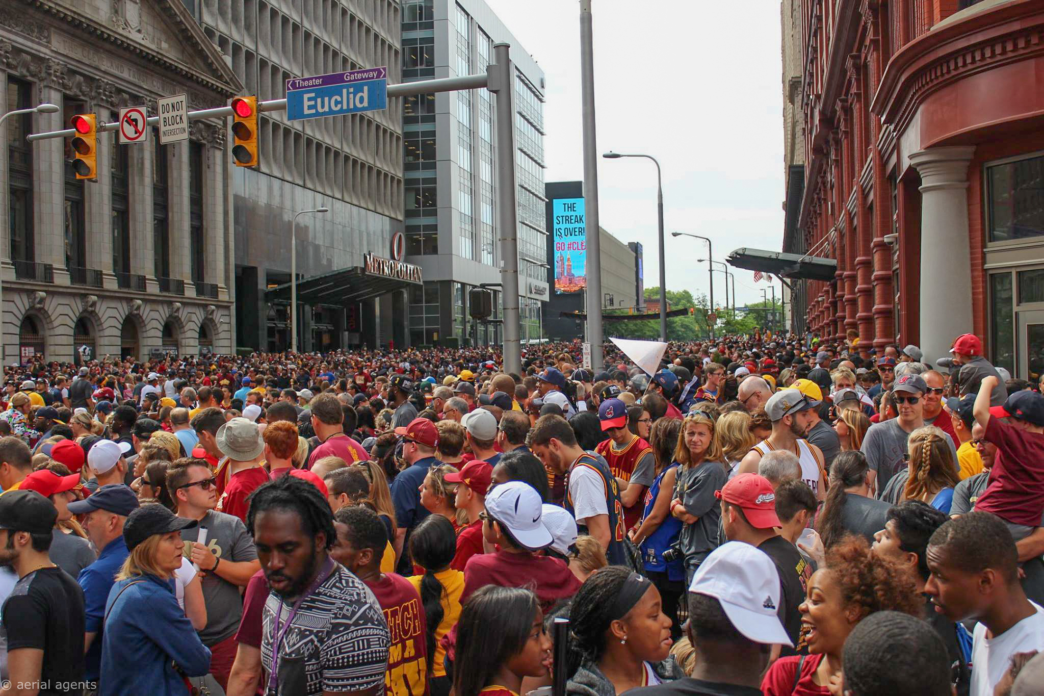 E.9th St in Downtown Cleveland Jam Packed