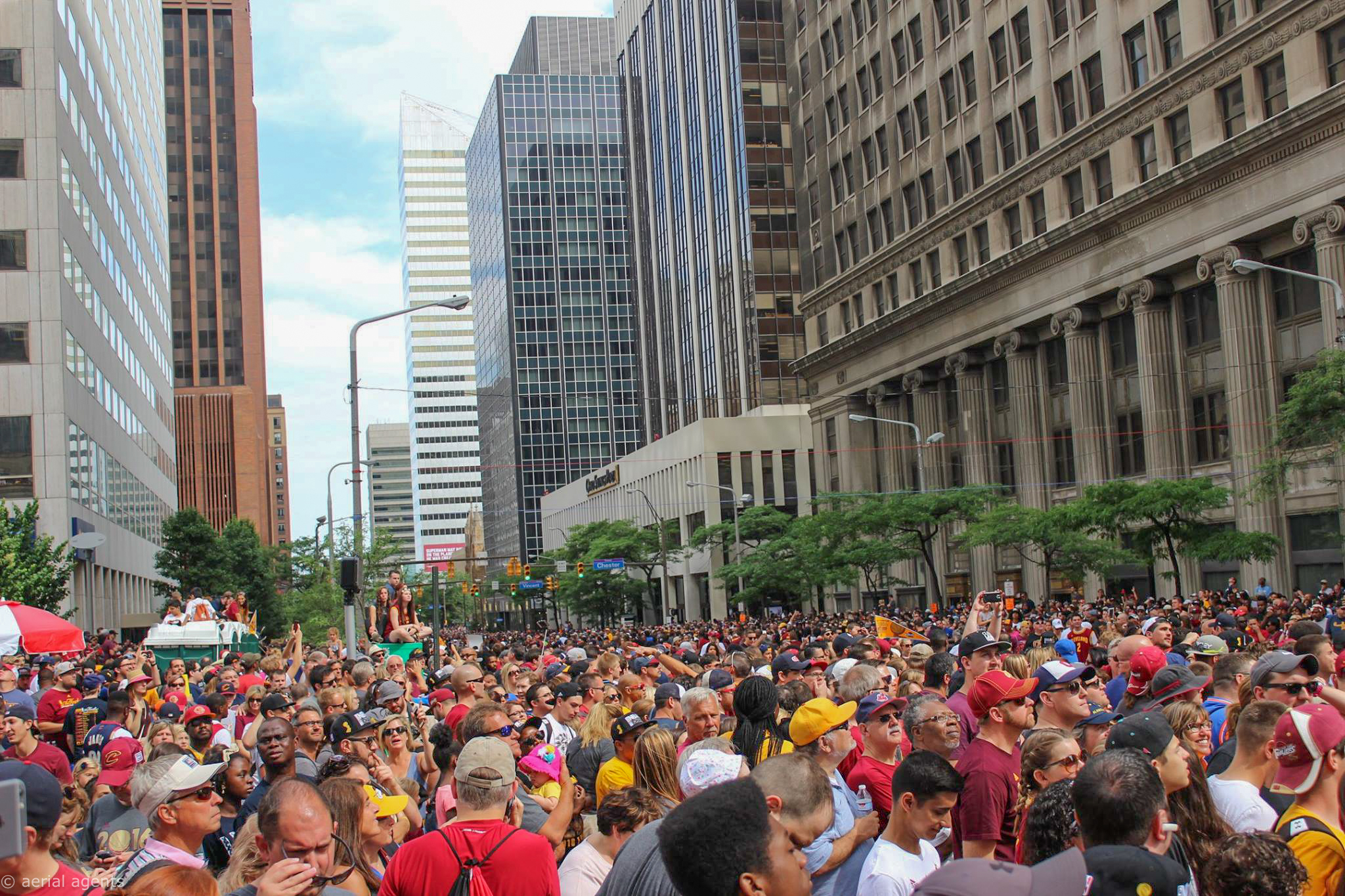 E.9th St in Downtown Cleveland Jam Packed