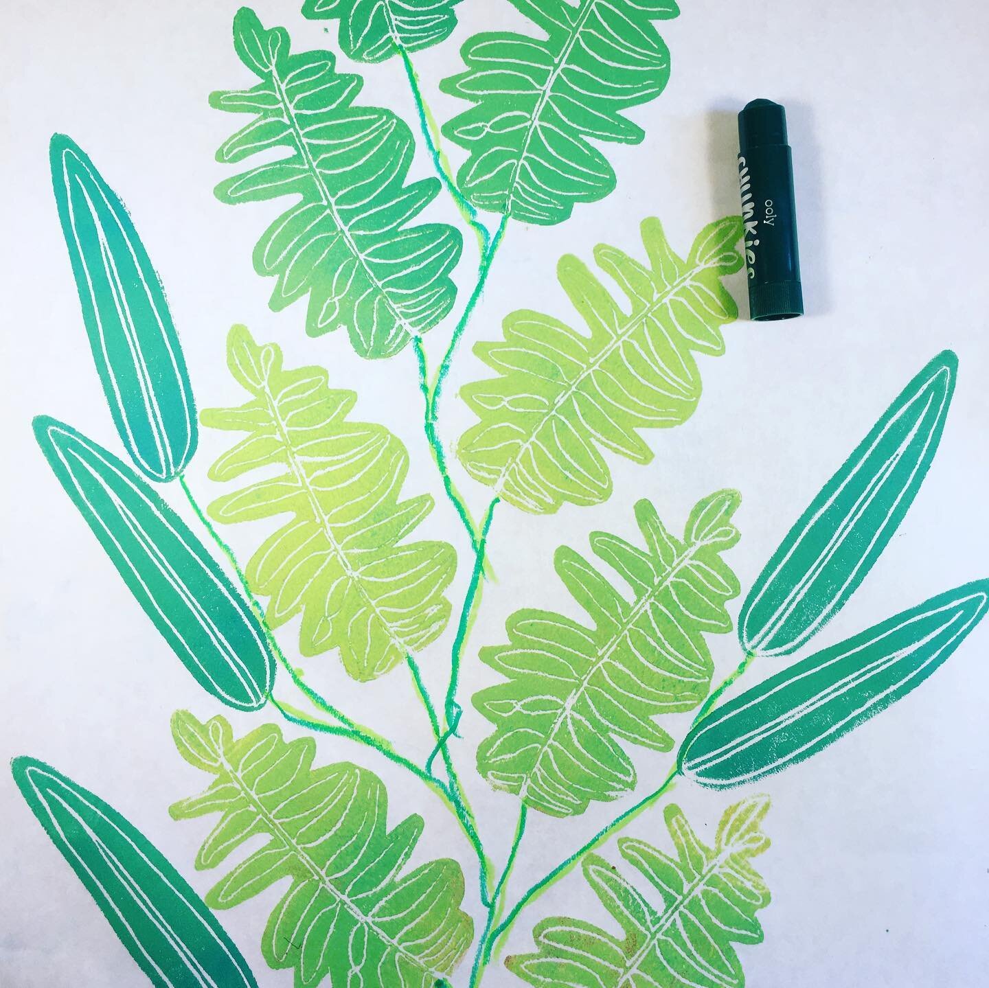 Scratch foam! Scratch foam is an easy and non-toxic way to print at home. You just carve into it with a ballpoint pen. Here I&rsquo;m playing around with repeating and combining different leaf shapes, inspired by plants growing in my backyard.