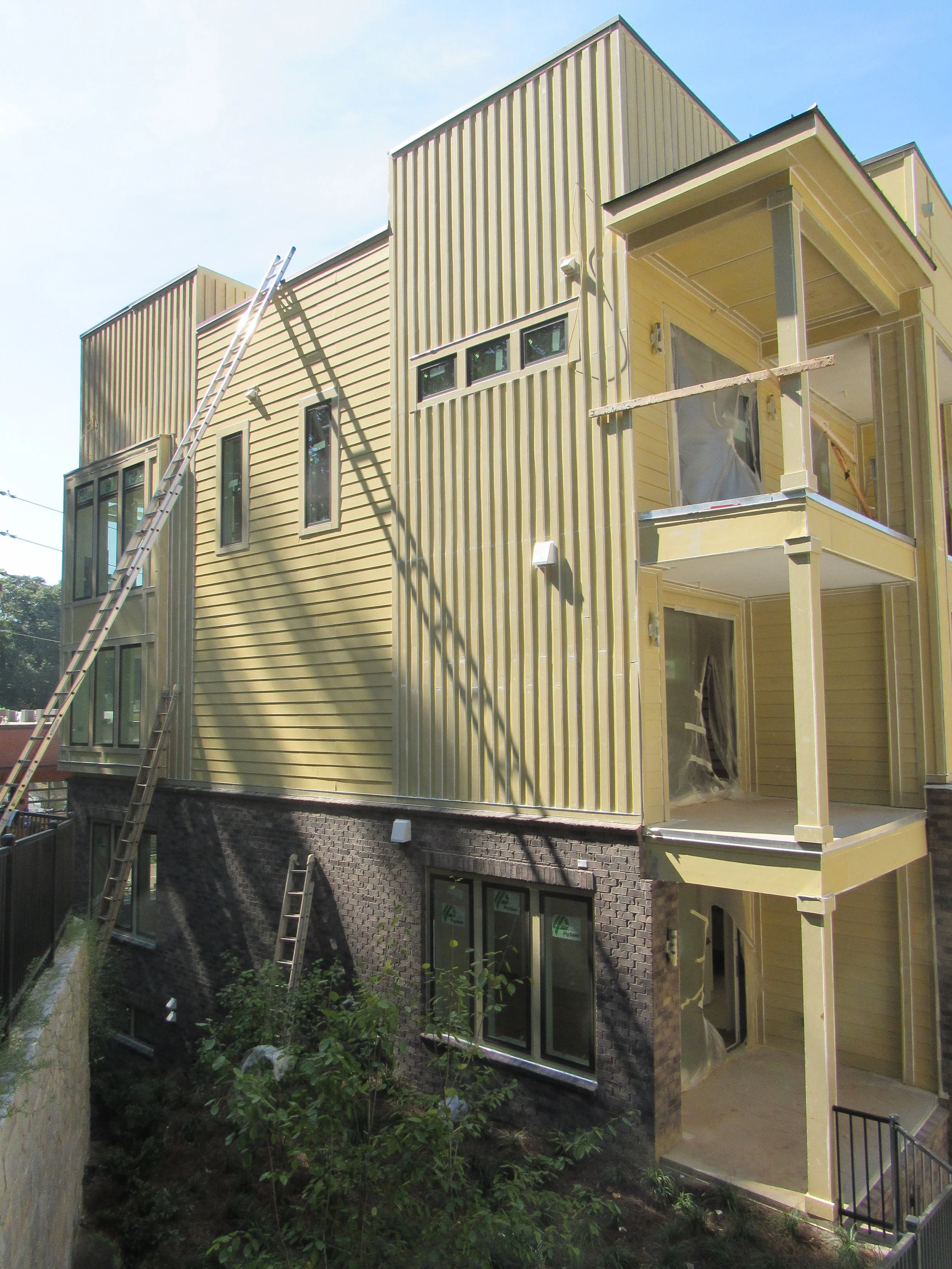  private-side elevation of building 200, mid-construction at Pratt Stacks 