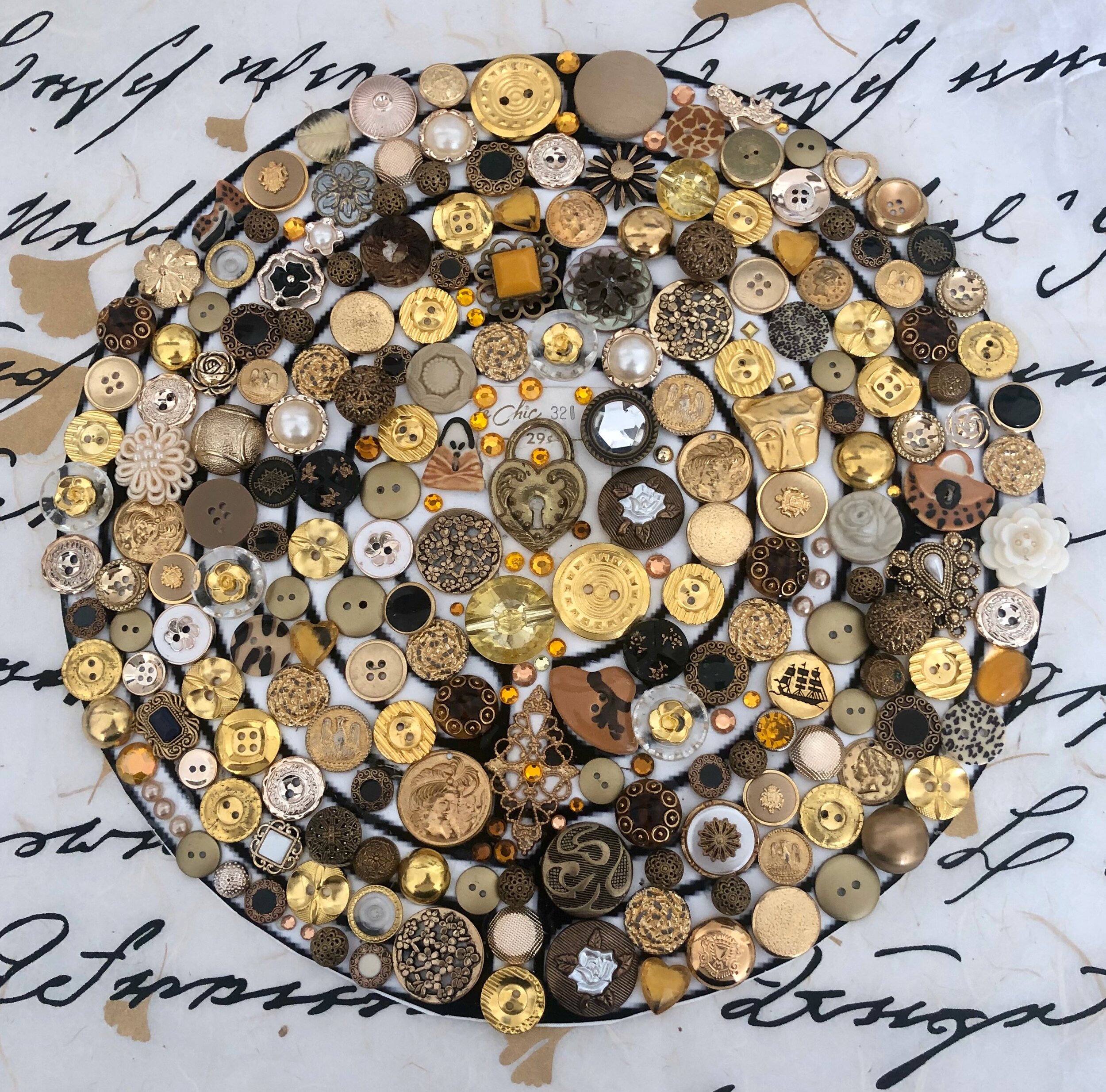 Labyrinth 9  Vintage and new buttons; vintage and new embellishments   2019