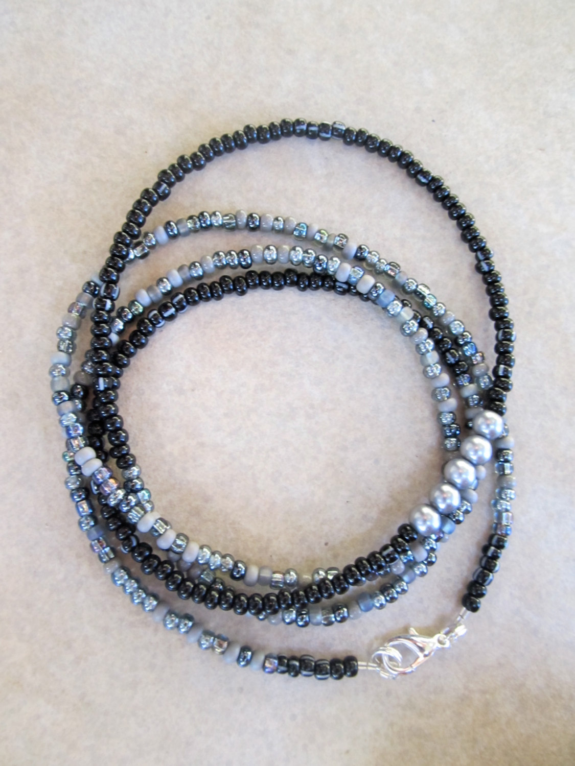 Rock the Boat - Black and Gray Waist Beads - High Quality Belly Beads with Sterling  silver Clasp — Royal Waistbeads