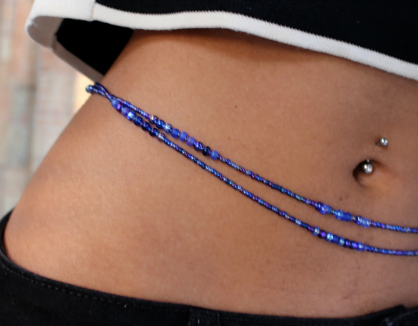 waist beads Crystal blue African waist beads set – Awura main image 2