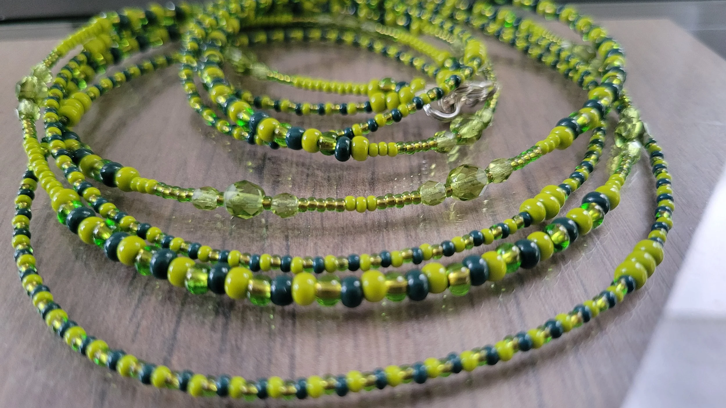 double strand belt / necklace. Clear faceted beads and bronze hardware ? Peace and Prosperity 2-Strand Waistbeads — Royal Waistbeads  main image 4