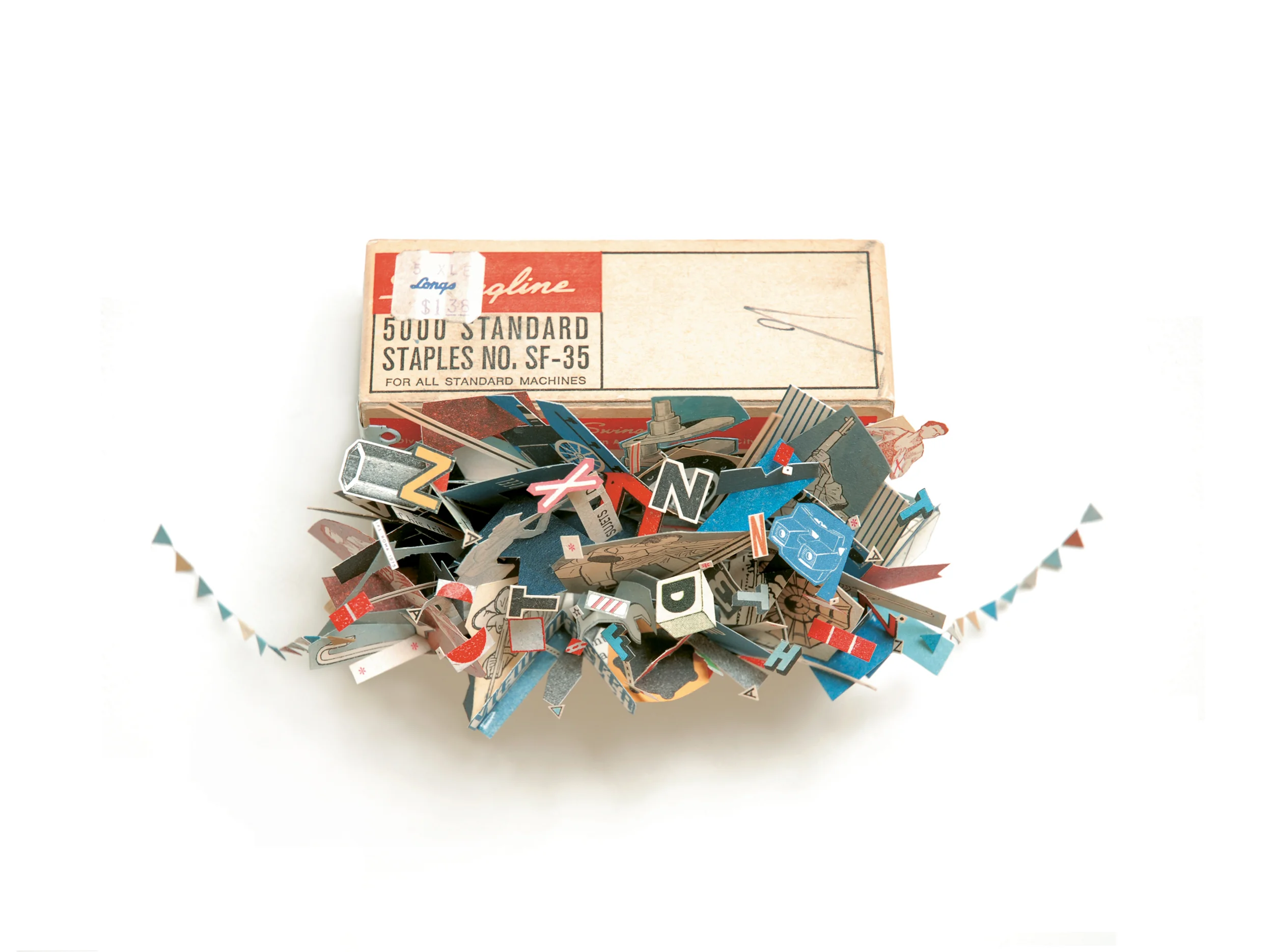   Taken It All,&nbsp;240 x 107 x 88mm, found staple box, paper, letterpress, paint, string, glue,&nbsp;2007  