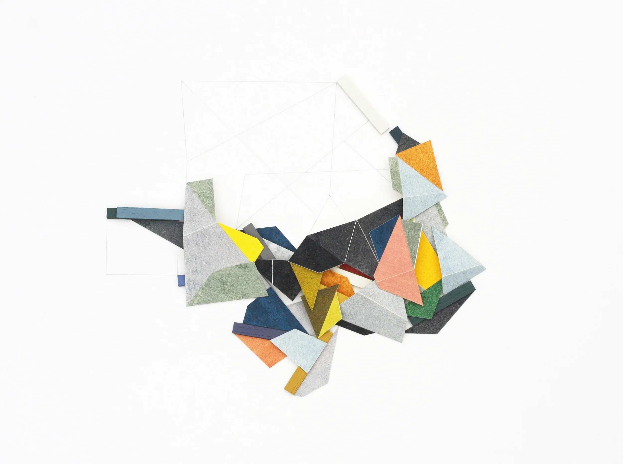  Construction 13, 378 x 338 x 11mm, conservation board, balsa wood, paint, oil pastel, pencil,&nbsp;2015 