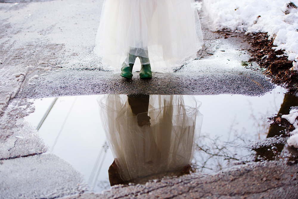 Bride in Hunter boots