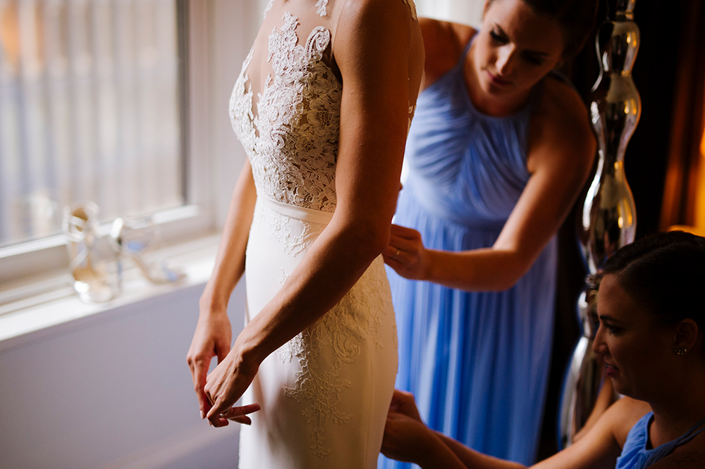 Bride gets ready at Ames Hotel Boston