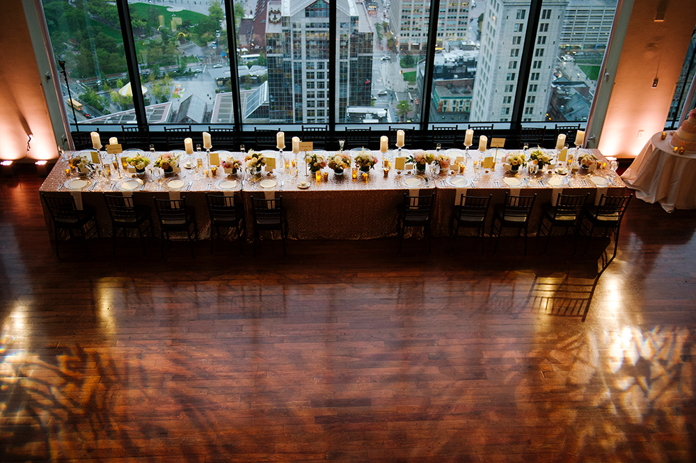 Table setting for a wedding at the State Room, Boston