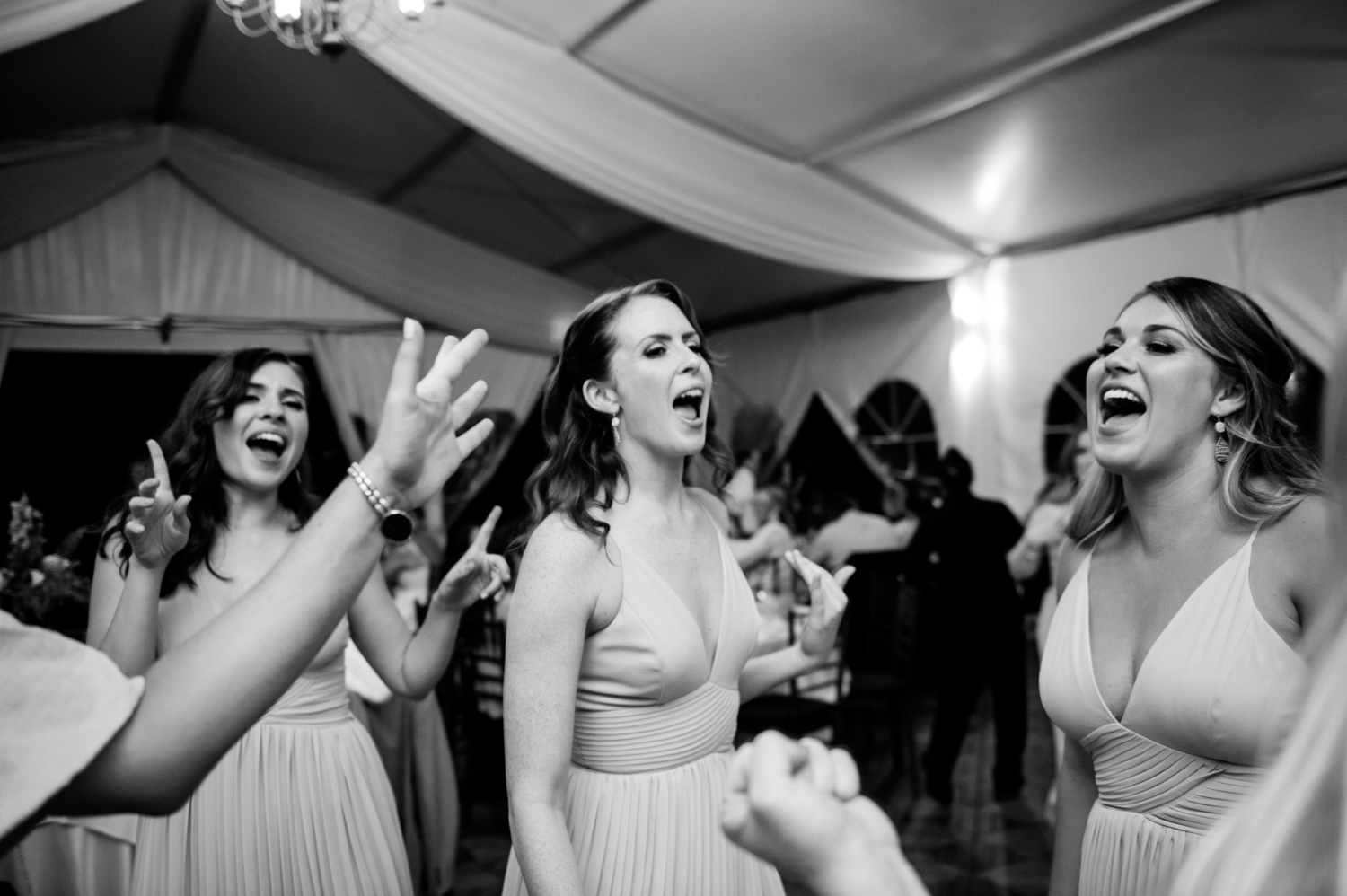 Bridesmaids dance at Mansion on Turner Hill