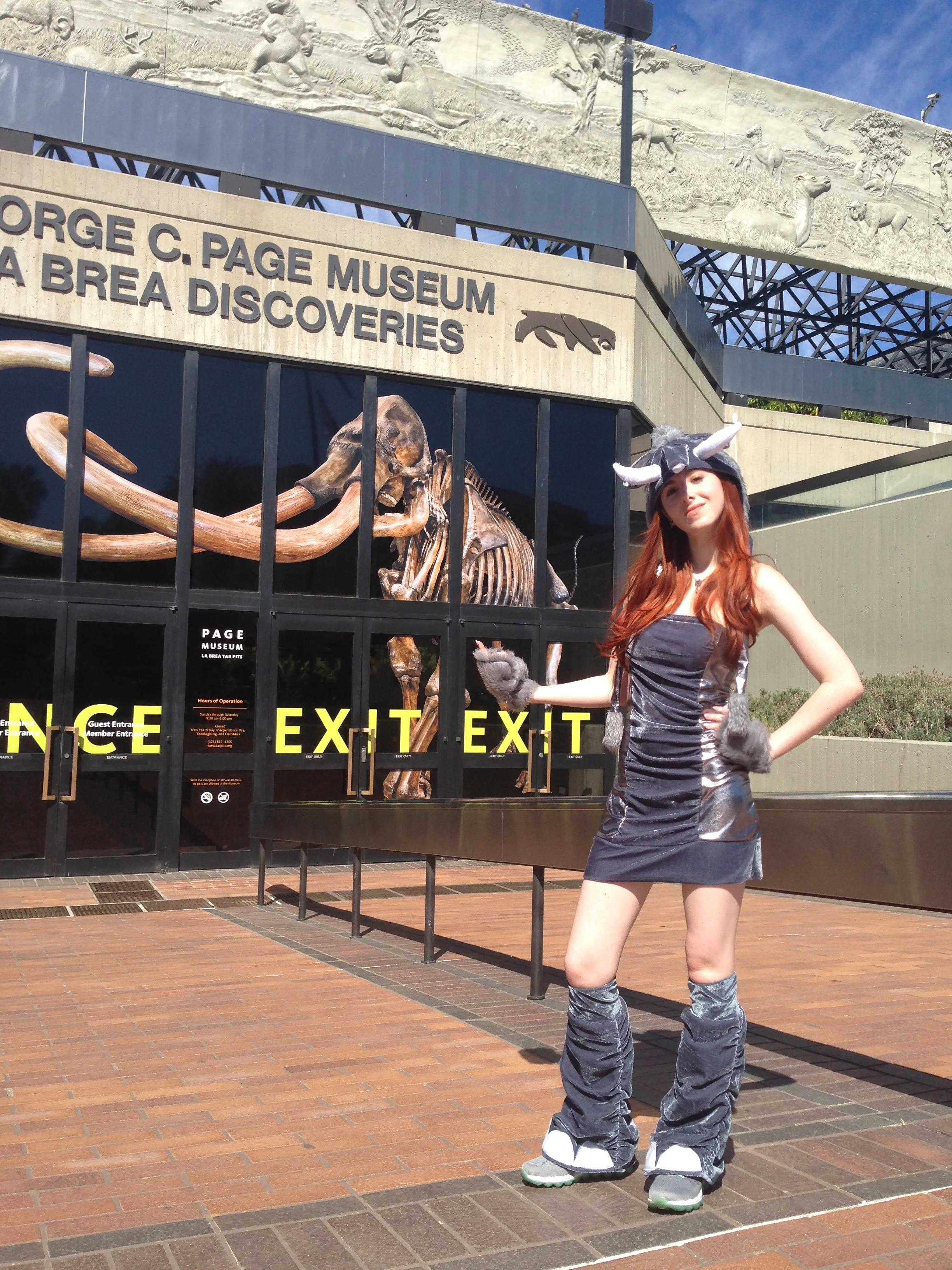 Fiona with Elephant cousin, Woolly Mammoth at the La Brea Tarpits March For Elephants