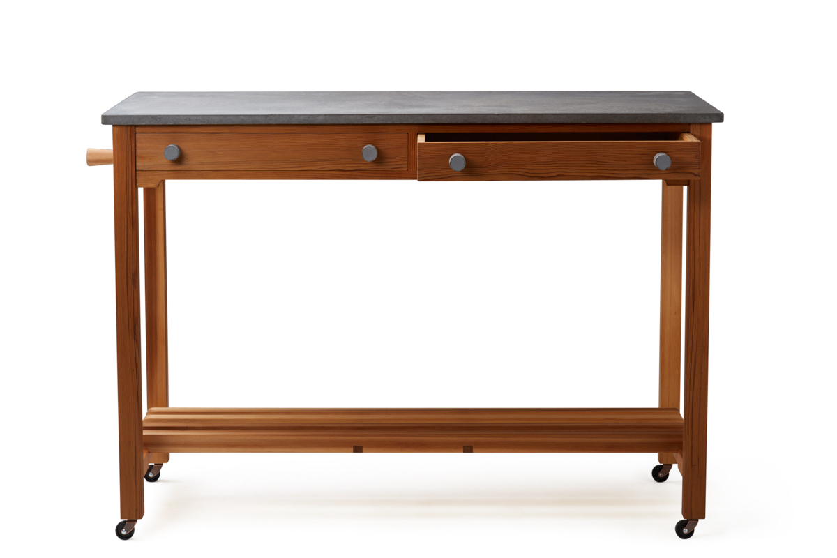 Concrete and cedar potting table.