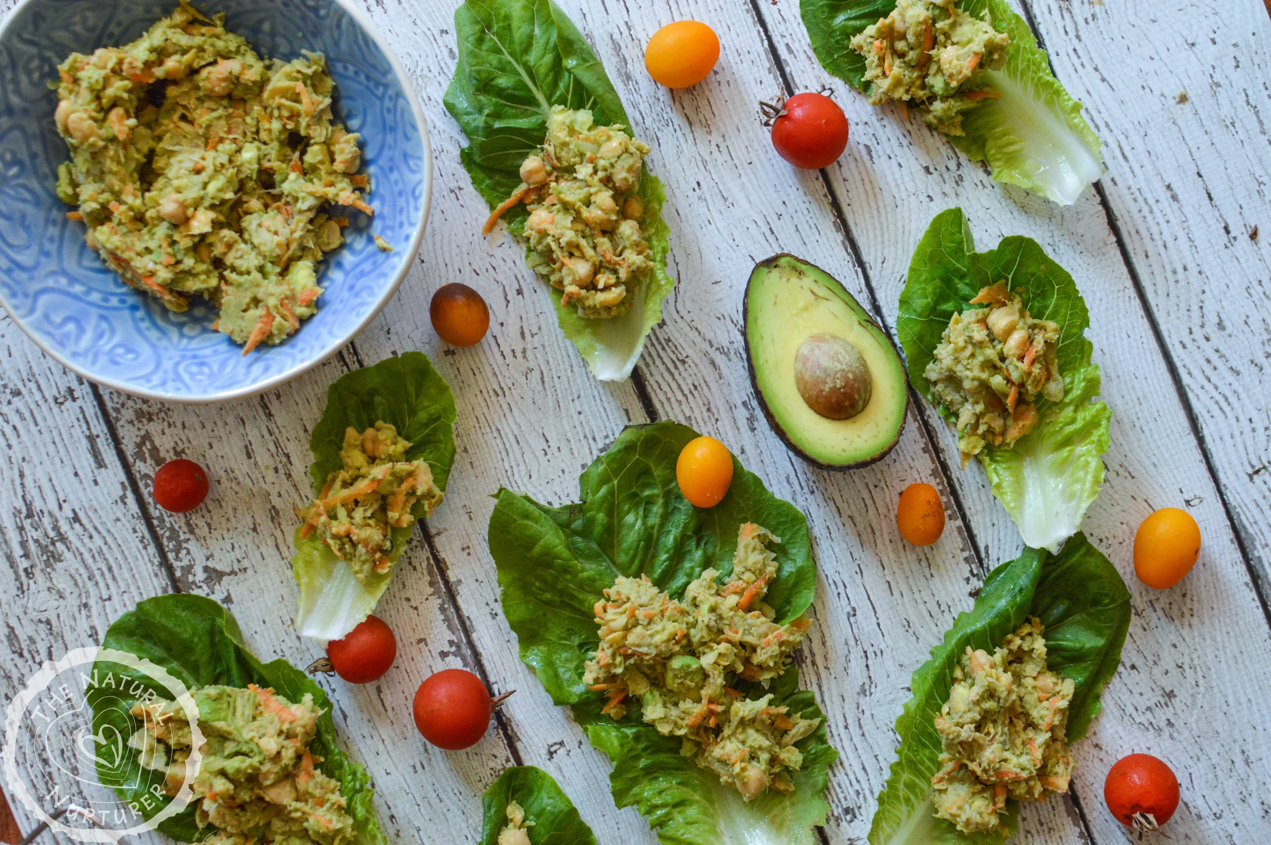 Chickpea & Avocado Salad Lettuce Boats