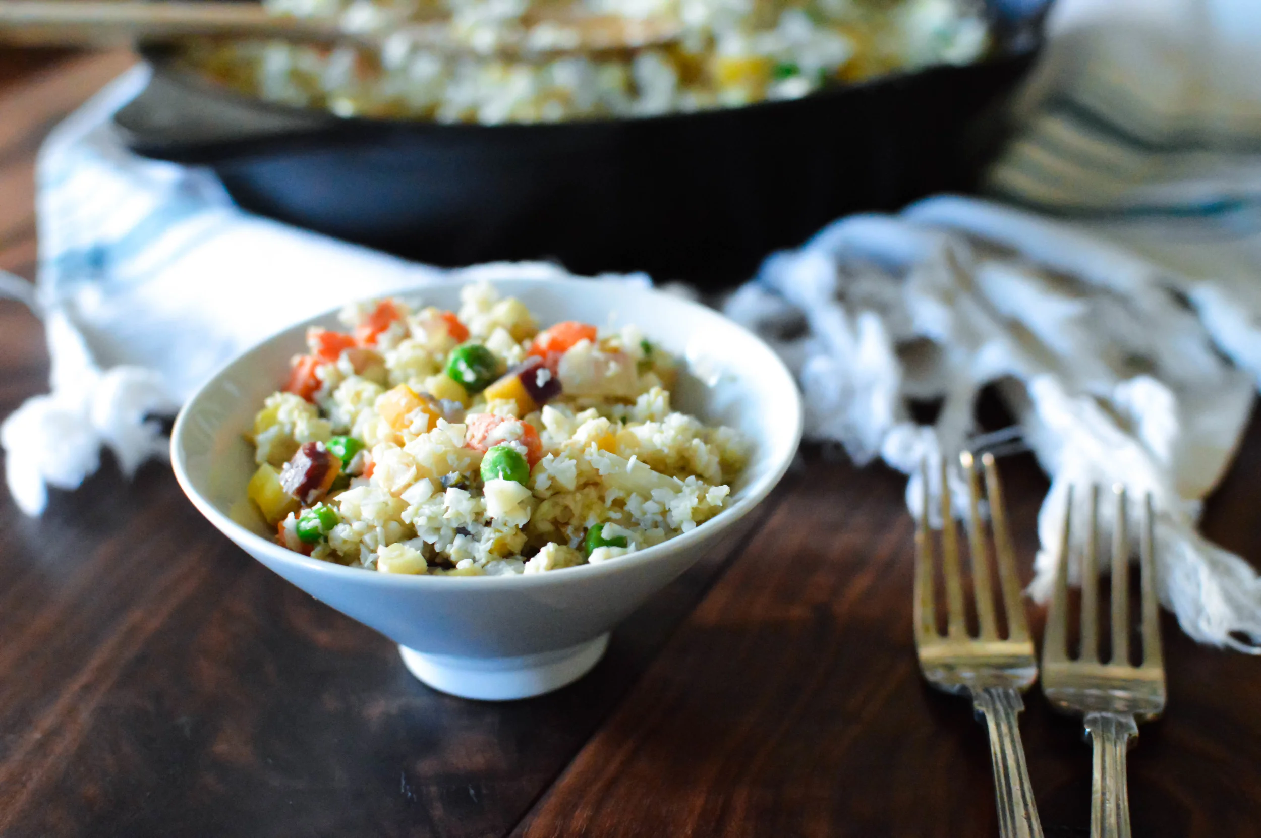 One-Skillet Fried Cauliflower "Rice"