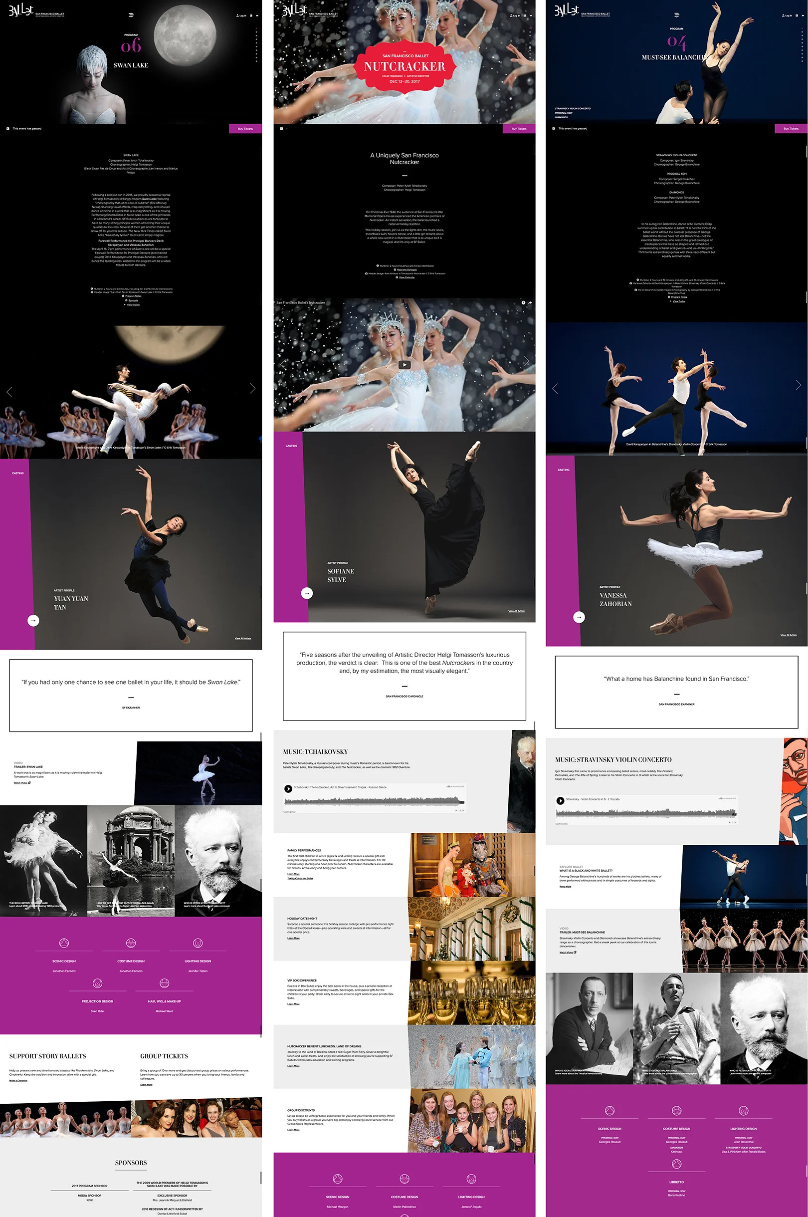 Modules used by SF Ballet to create performance detail pages, providing deeper context & driving ticket purchases 