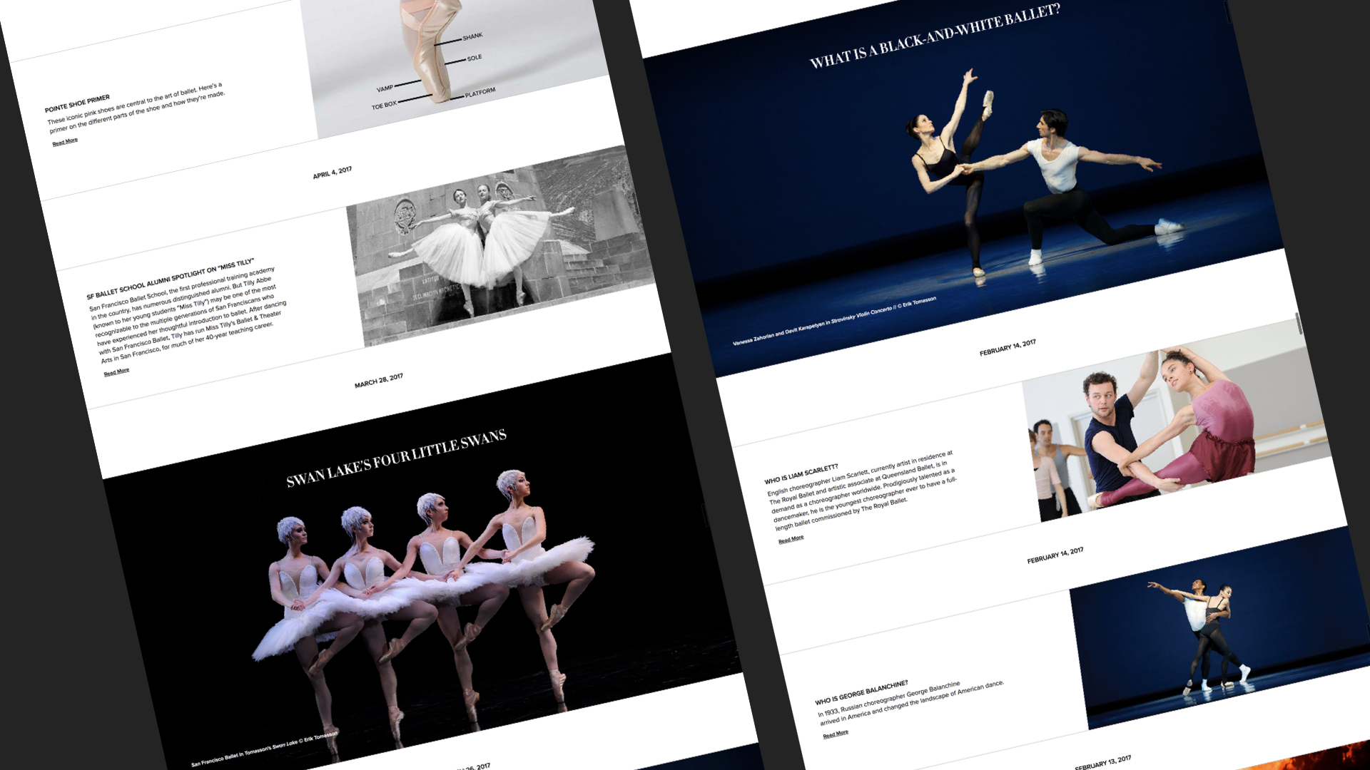 The new Explore section gives SF Ballet a platform to more deeply engage with patrons through educational articles, videos, and collaborator profiles