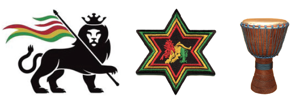 Reference images: The Lion of Judah, Star of David, and Djembe