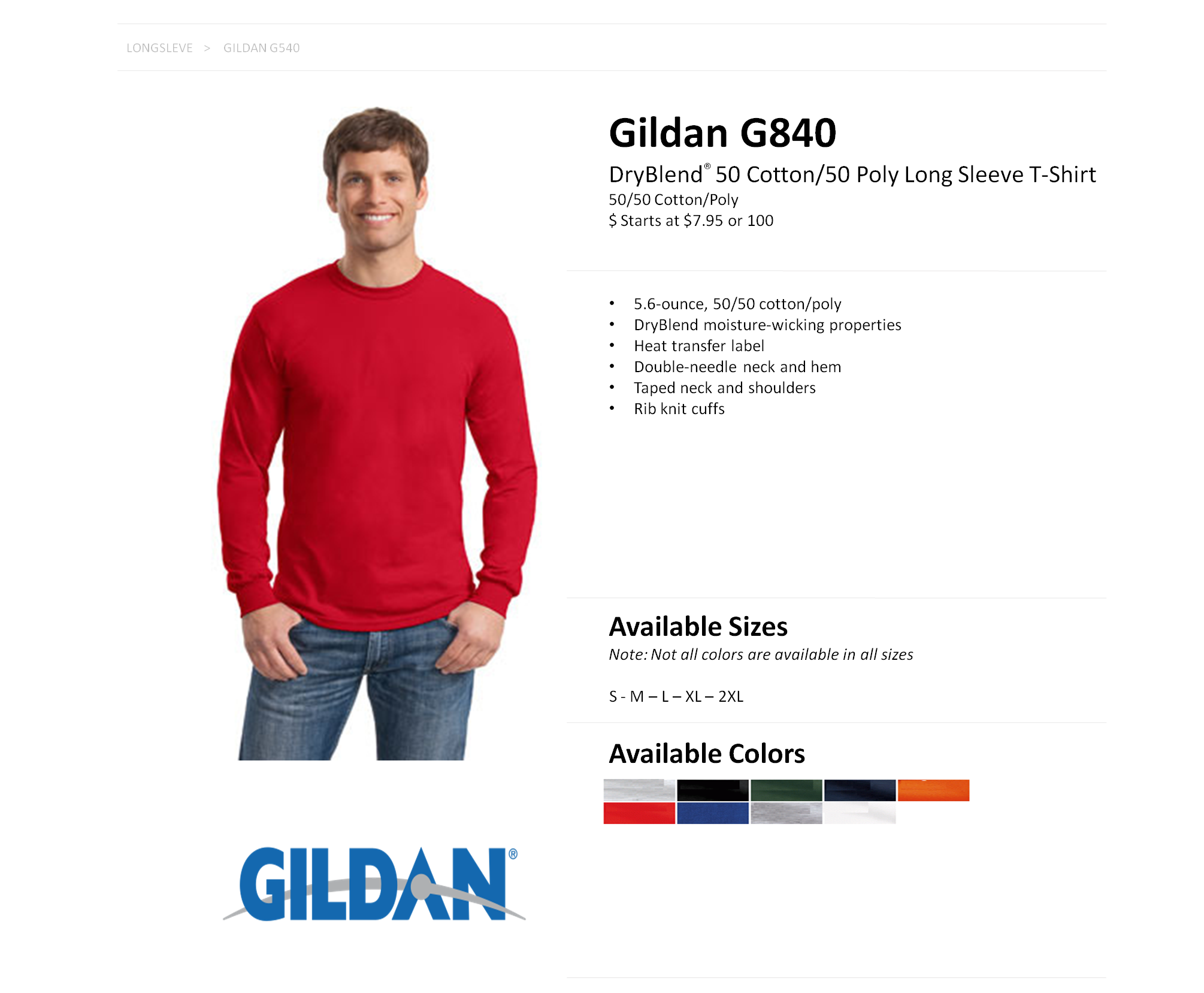 Gildan Dryblend Color Chart