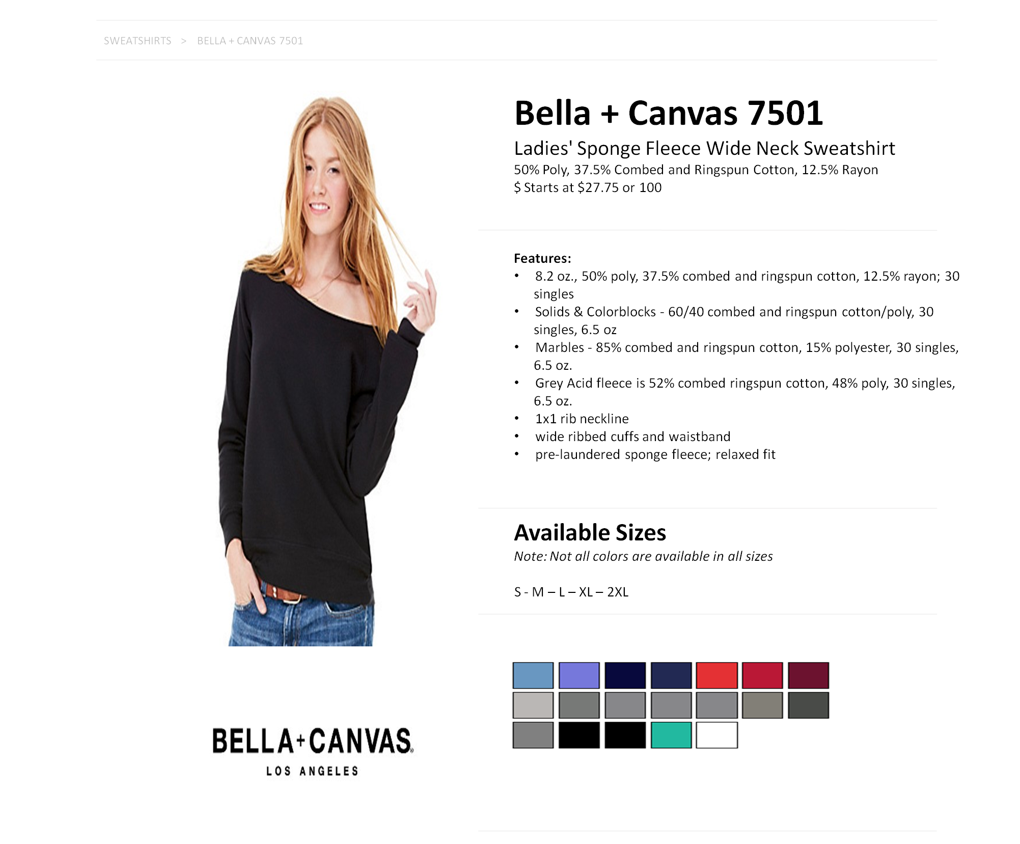 Bella Canvas Hoodie Size Chart