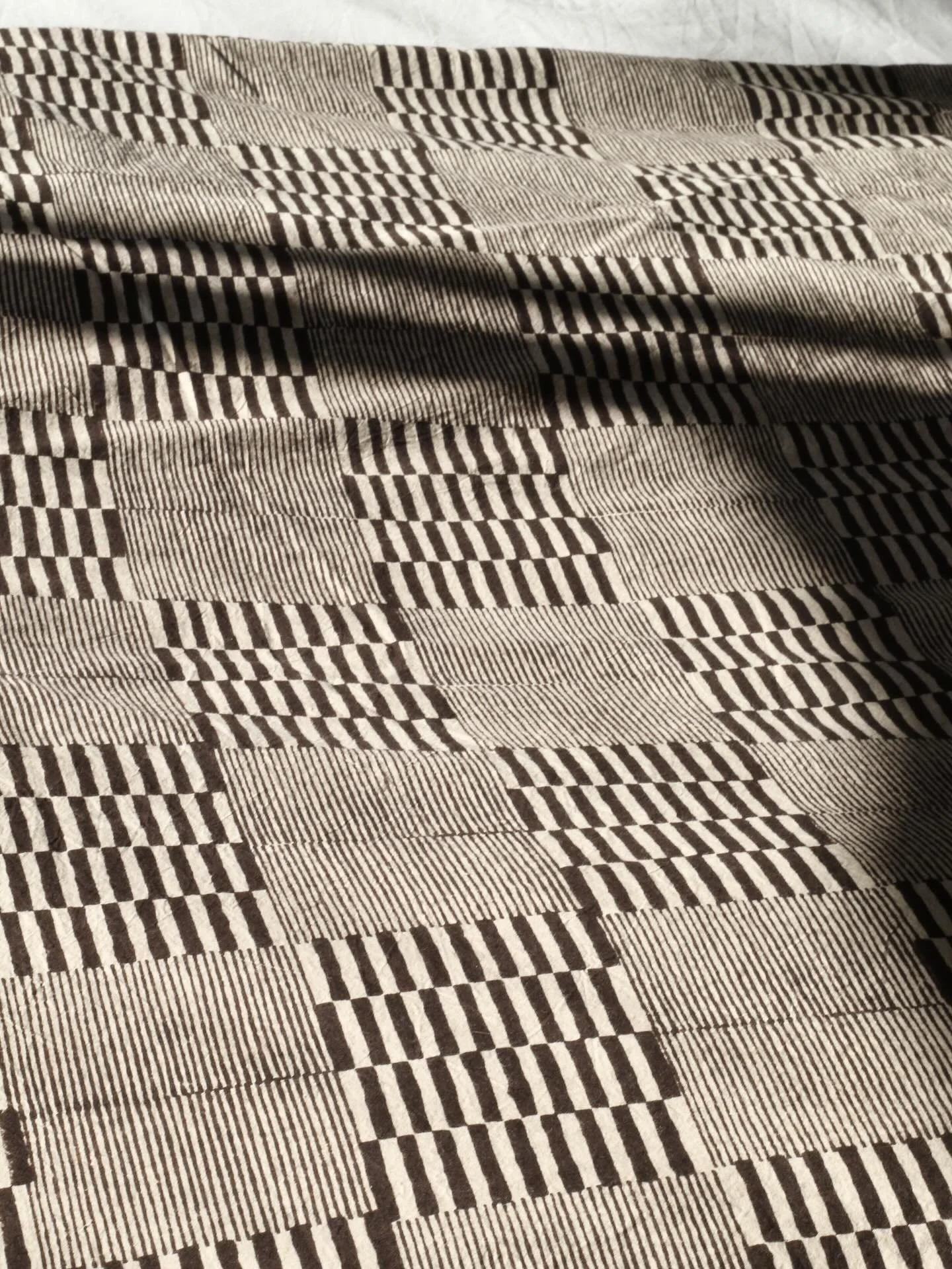 Tidal also available in Iron... it's nice to start to make your home cozy in the autumn. I have just a few available through my website. Naturally dyed, organic cotton, hand block printed in India, designed by me x 
#bedding #naturaldye #organiccott