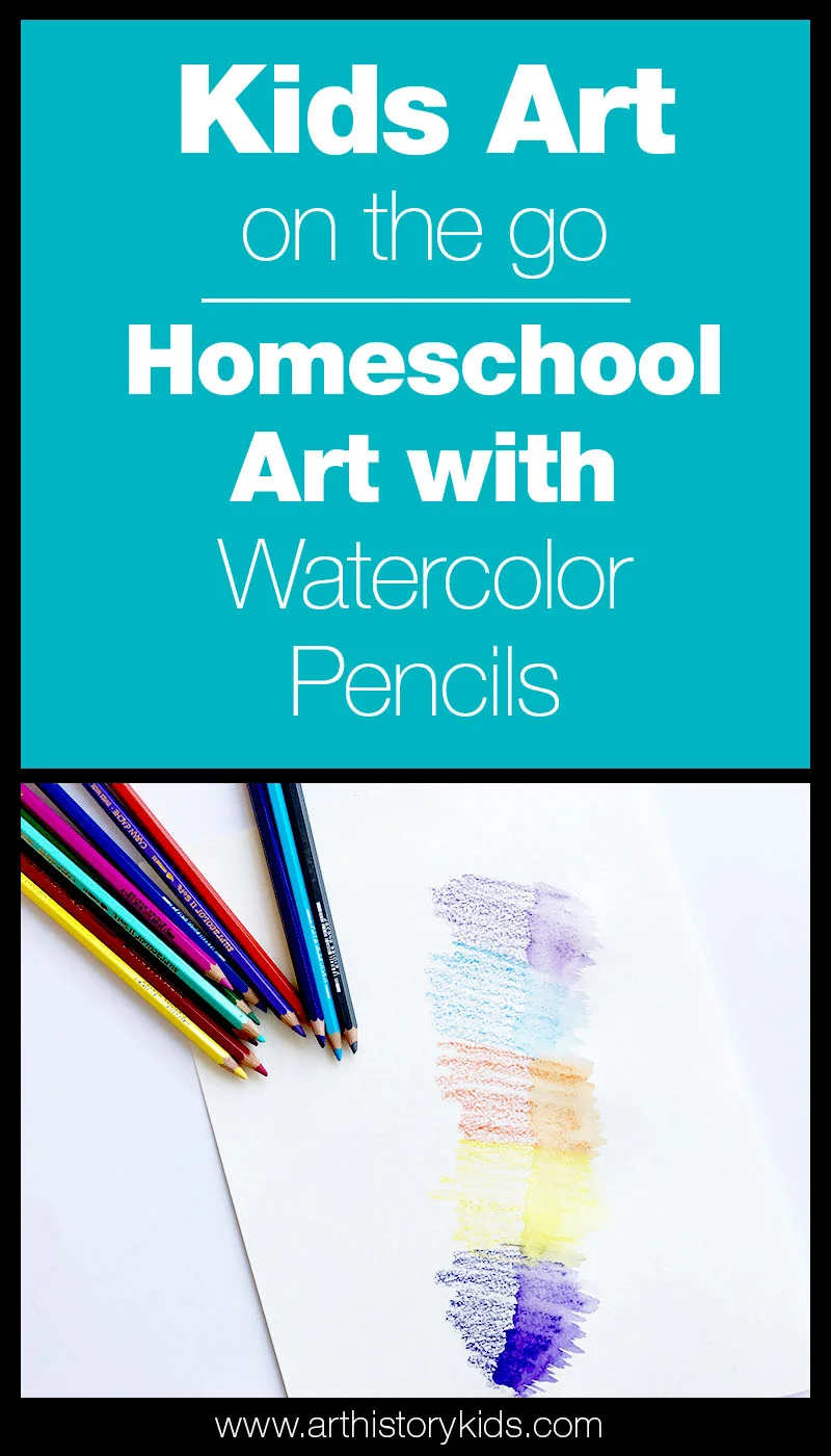 Homeschool Art that can go anywhere with you! How to use watercolor pencils for art on the go with kids