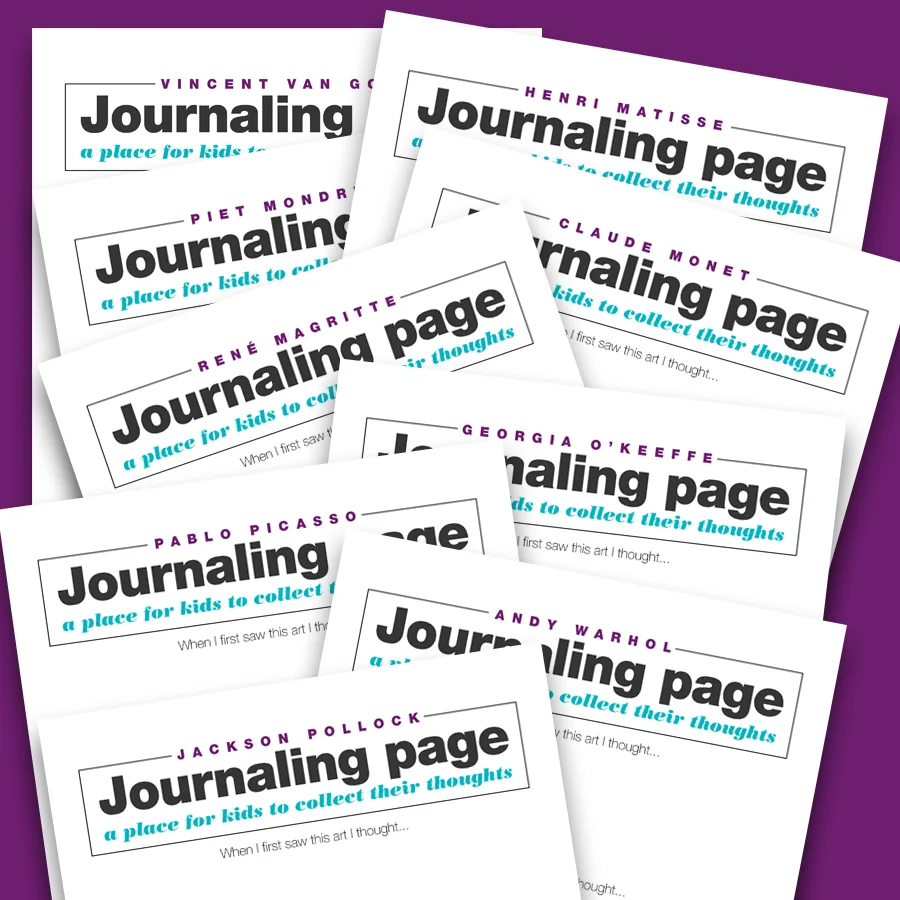 Journaling pages for each artist – invite your kids to record their thoughts!
