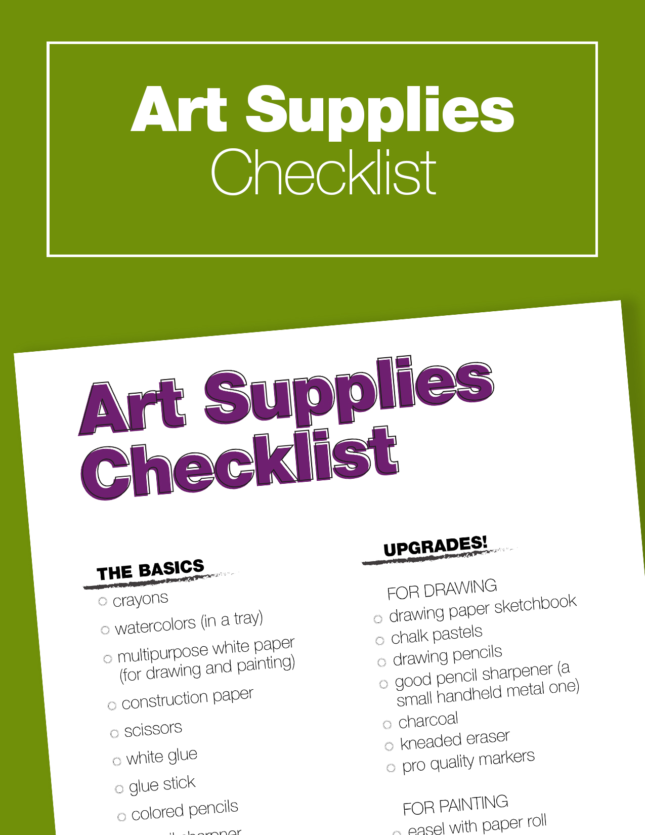 The best list of art supplies for kids: To help you free up more time for  what is important {free printable}