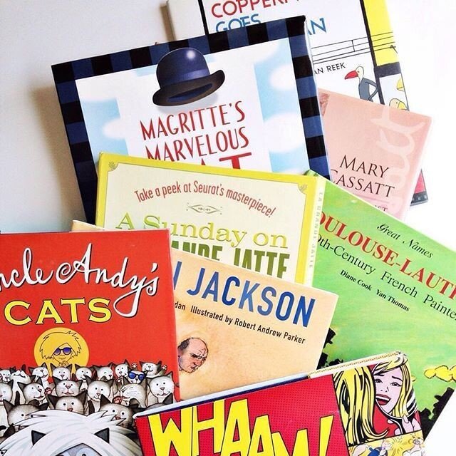 There are so many amazing books that introduce artists to kids in a fun and engaging way. Check out your library or Amazon for ideas, and always feel free to email me if you'd like suggestions!⁣
&bull;⁣
Click the profile list for a list of some of my