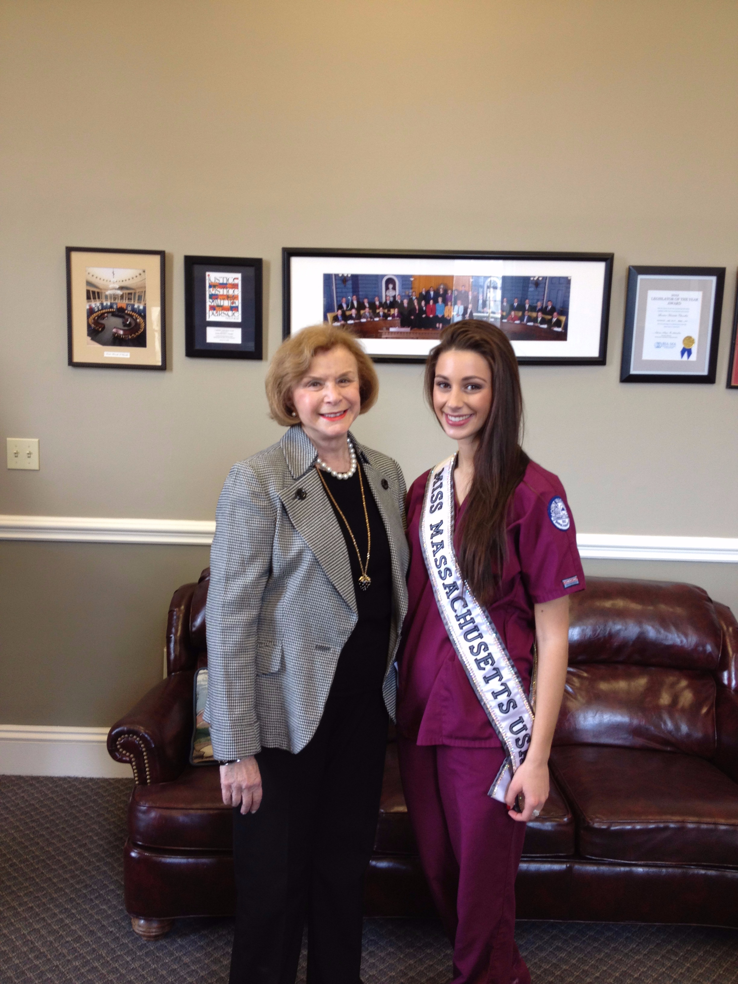 Senate Majority Leader Harriette Chandler with "Miss Massachusetts," also a dental hygiene student 