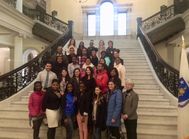 Chairwoman Peisch meets with METCO students from her district on METCO Lobby Day