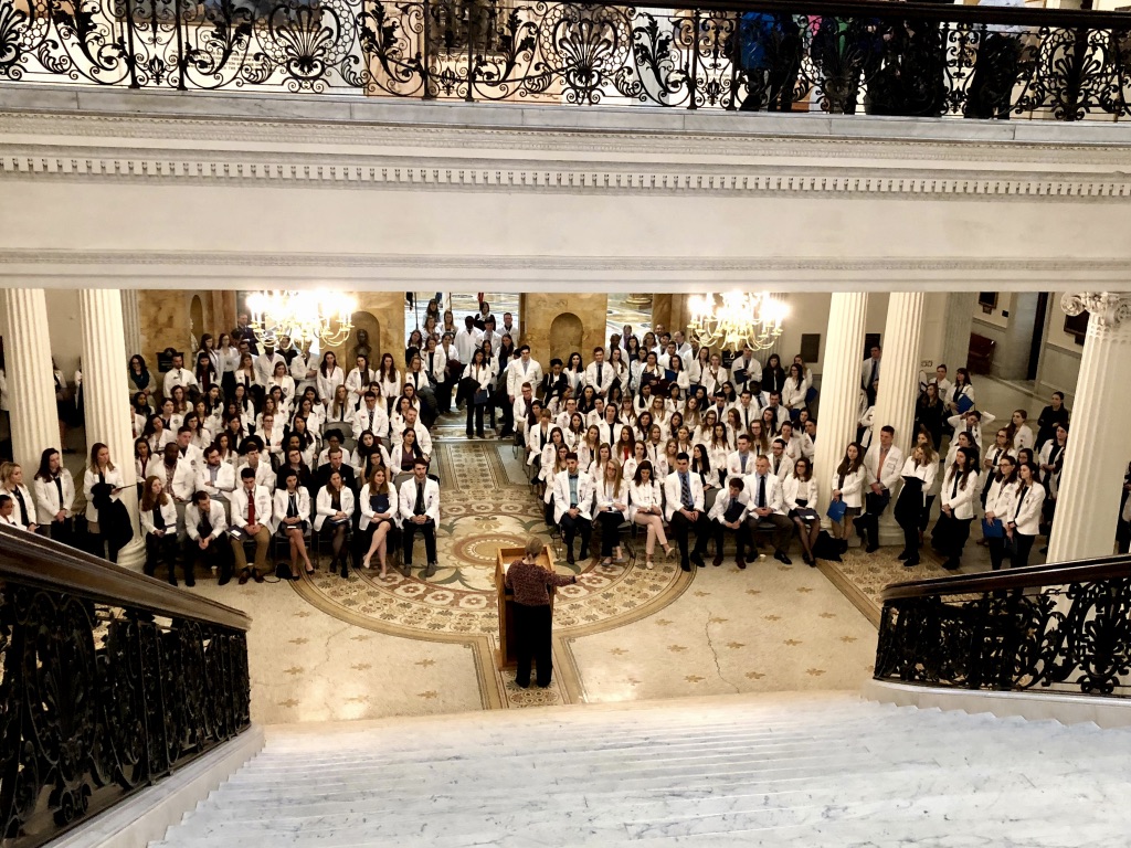 Chairwoman Marjorie Decker speaks to The Mass. Association of Physician Assistants (MAPA) as they participate in their 2019 Advocacy Day at the State House.