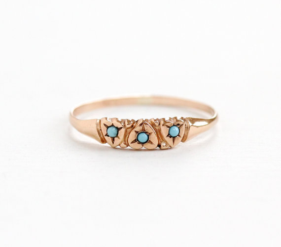  Antique Victorian Rose Gold Turquoise Ring