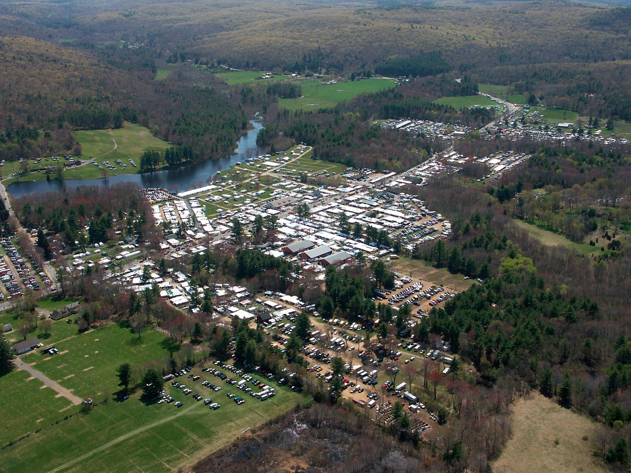 Miles of antique treasures offered by thousands of dealers in Brimfield, MA.