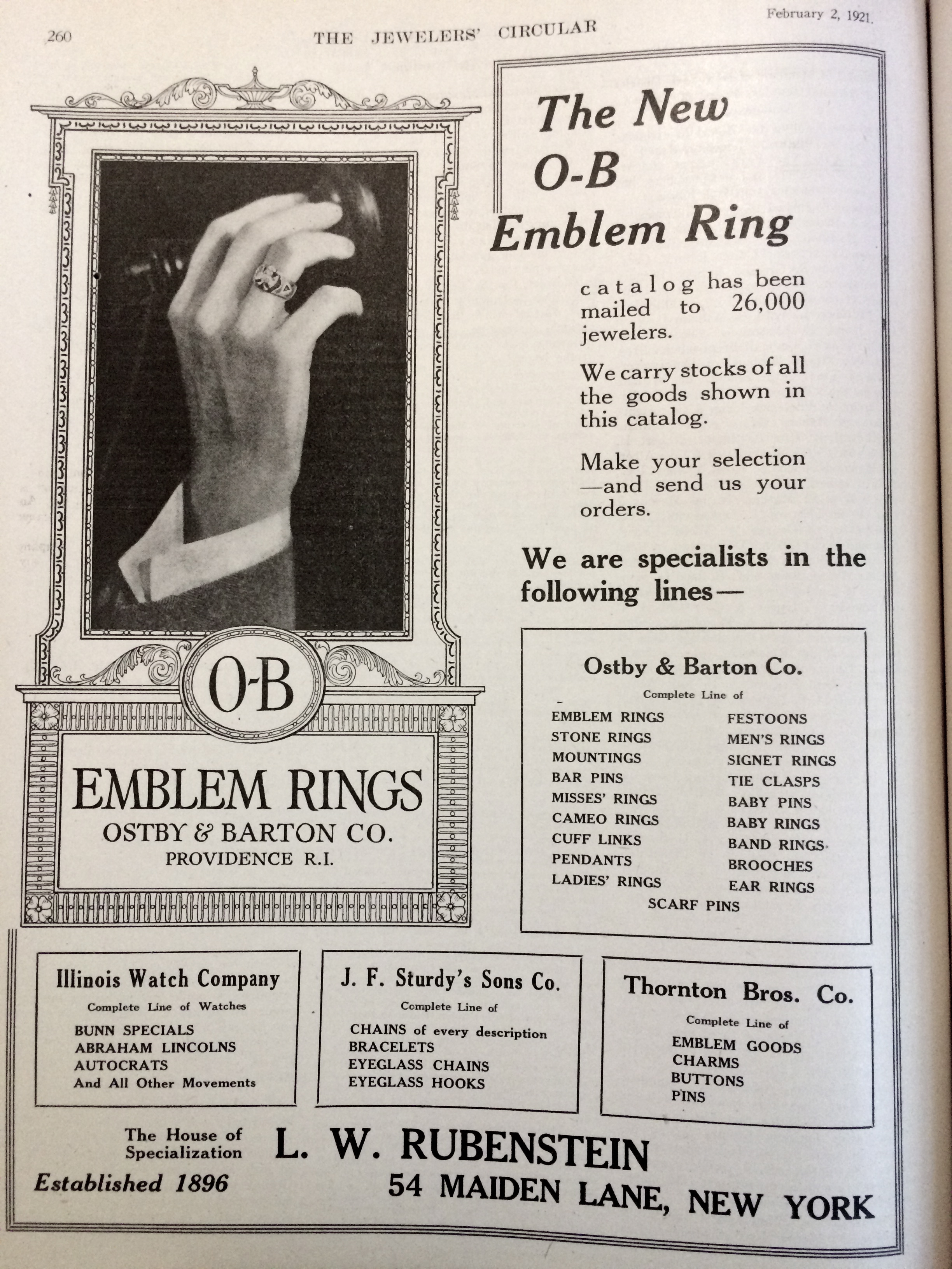 1921 OB Emblem Rings Advertisement