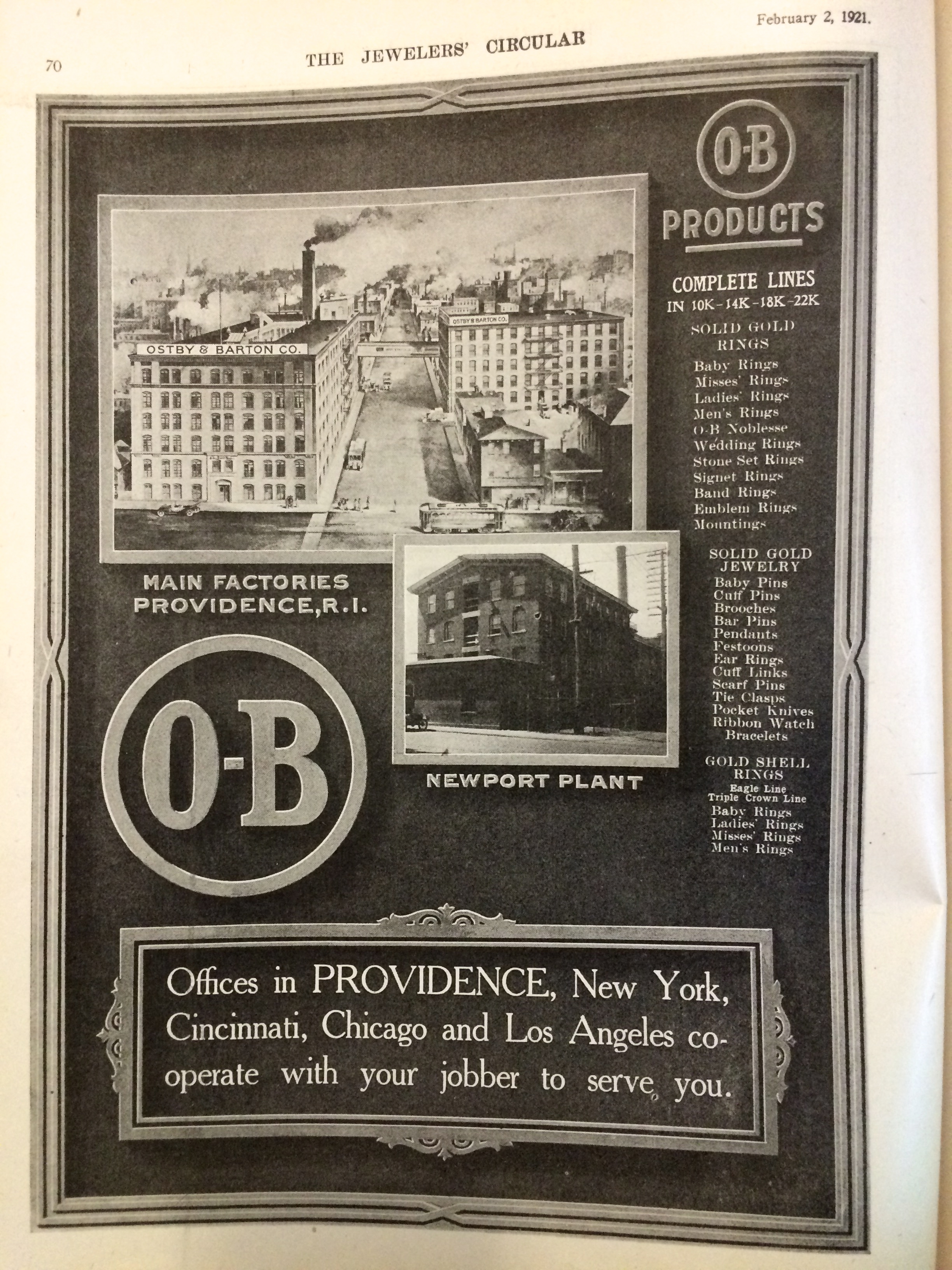 O-B Products Ad, 1921
