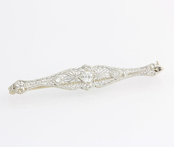 Vintage Filigree Diamond Brooch via WilsonBrothers 