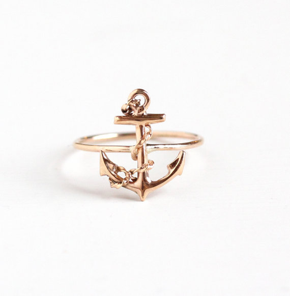 Antique Anchor Stick Pin Conversion Ring via MaejeanVintage
